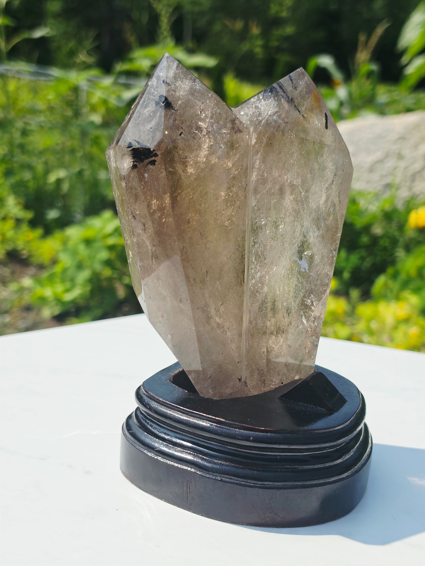 Double Points Quartz Crystal Black Tourmaline Rutile 2.20lbs Mineral