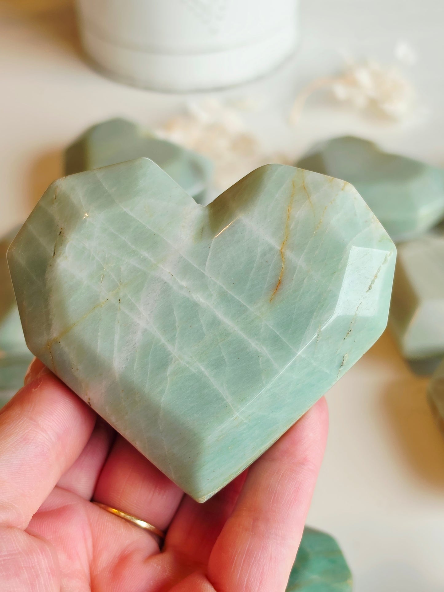 10 Amazonite Heart Carving Medium Size Wholesale Bundle 2.8 - 3 lbs