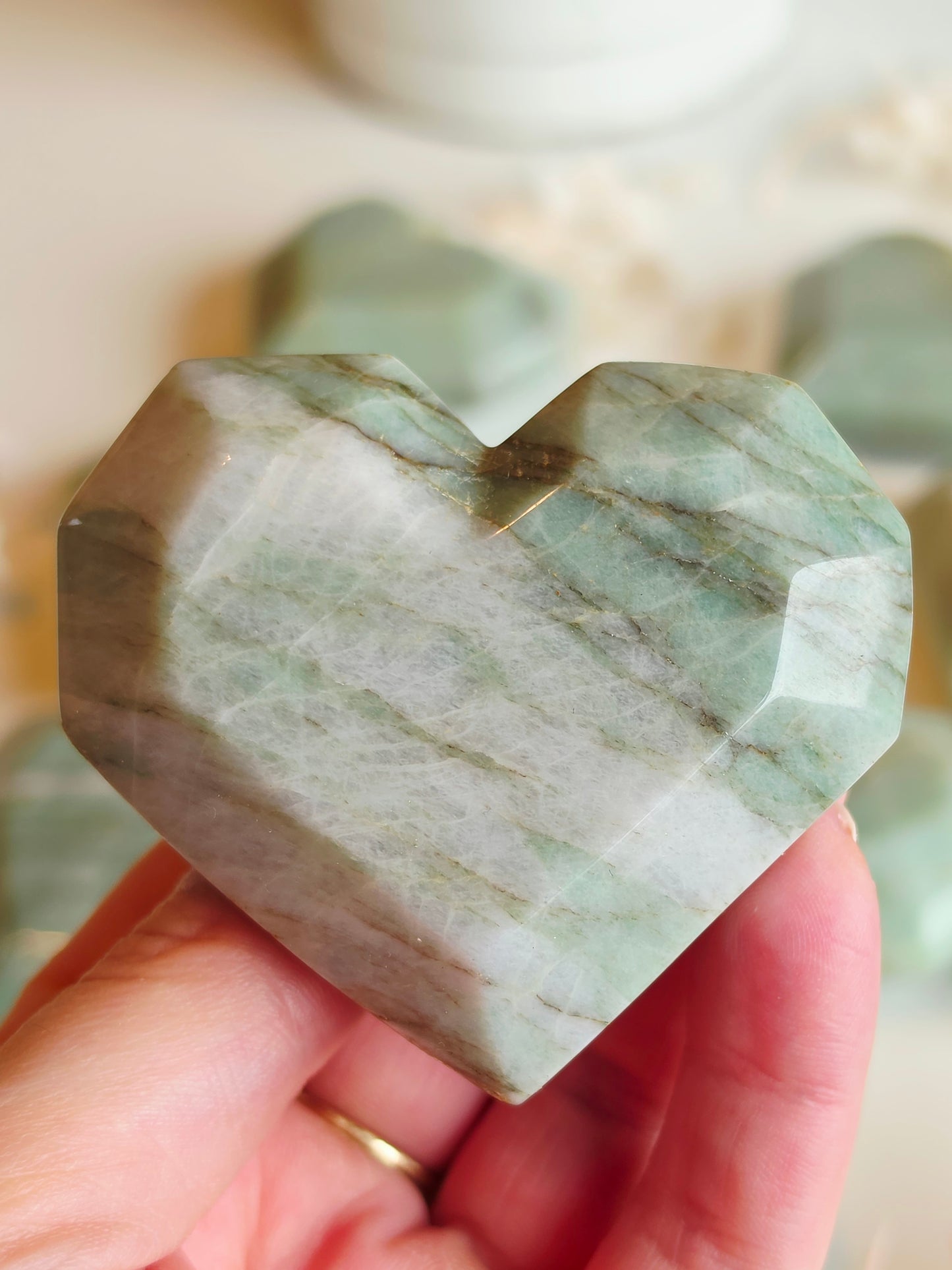 10 Amazonite Heart Carving Medium Size Wholesale Bundle 2.8 - 3 lbs