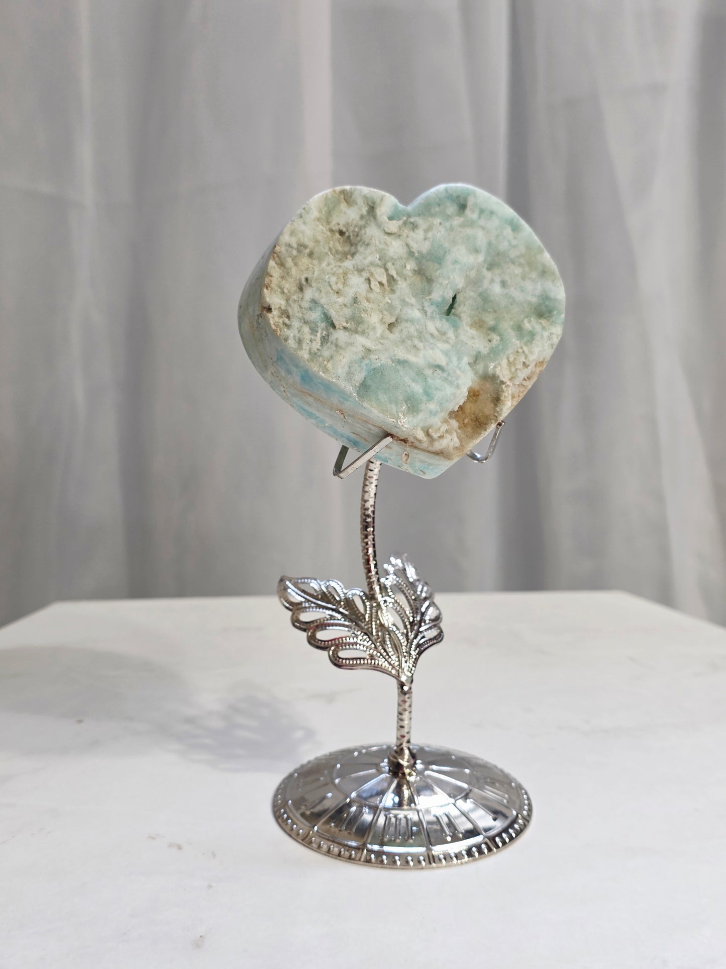 Aragonite Heart Carving on Stand Medium Size