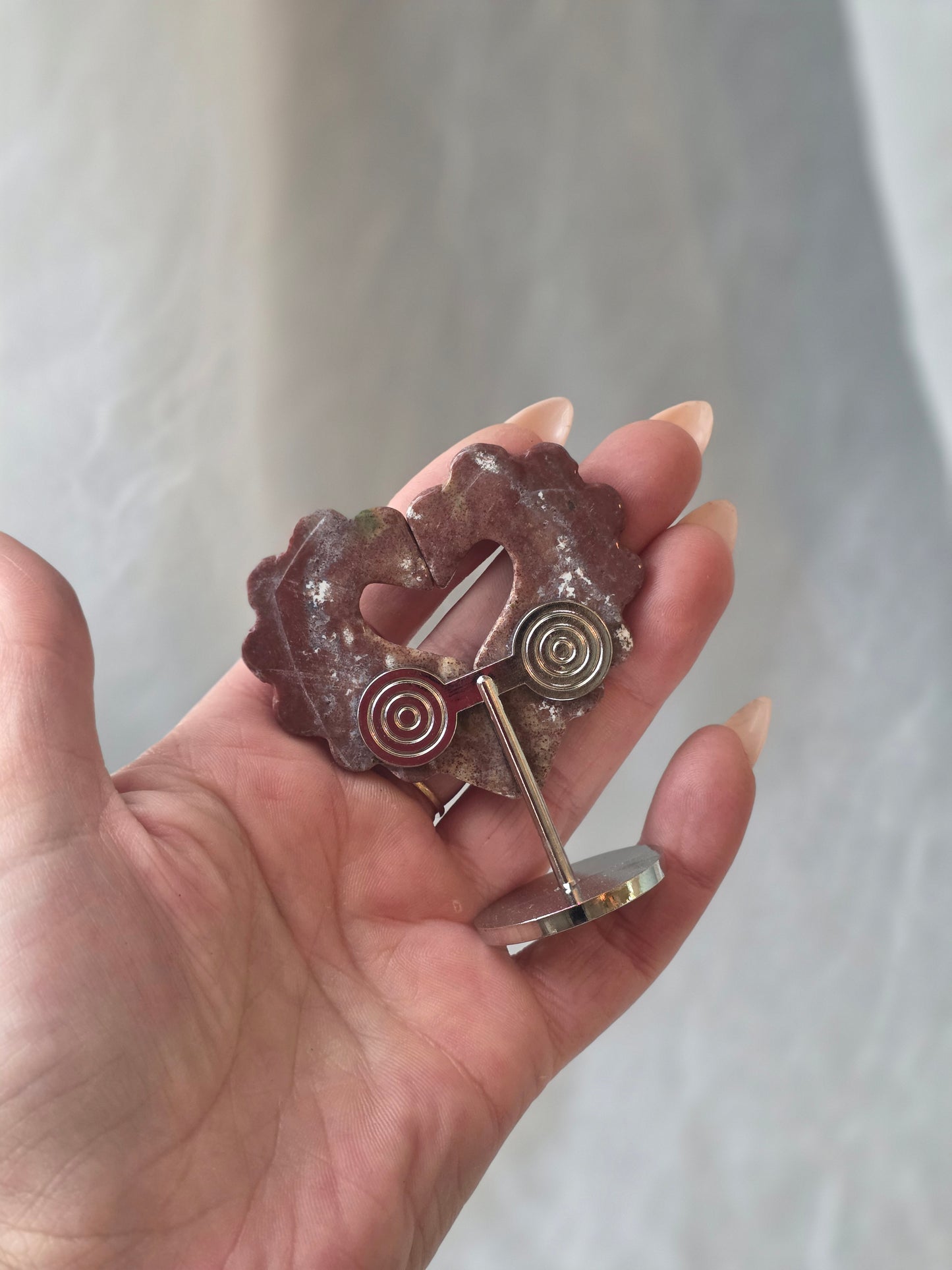Strawberry Quartz Heart Small Carving on Stand