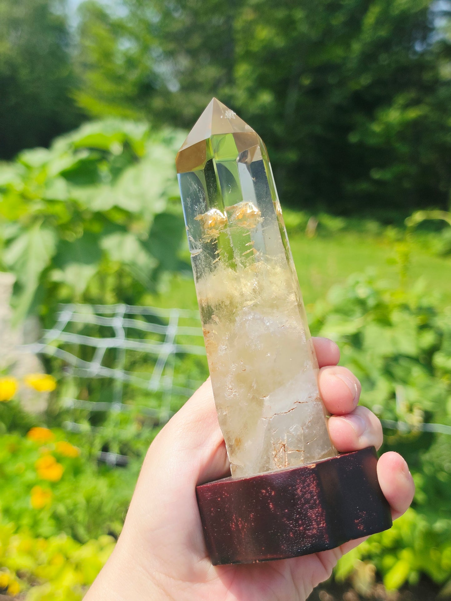 Natural Citrine Quartz Point On Stand 360grams High Quality Uncut Base