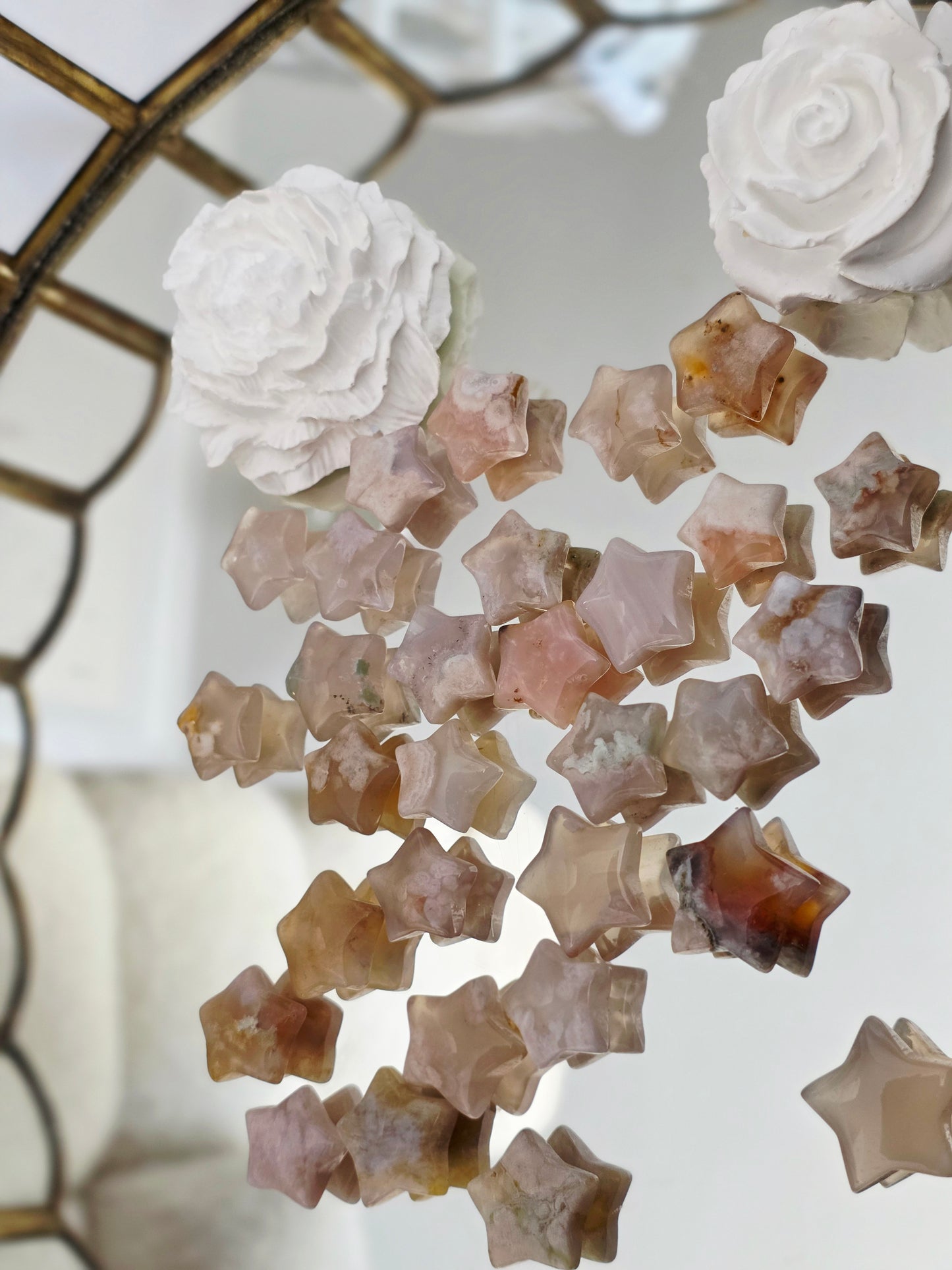 Flower Agate Star Carving - Small