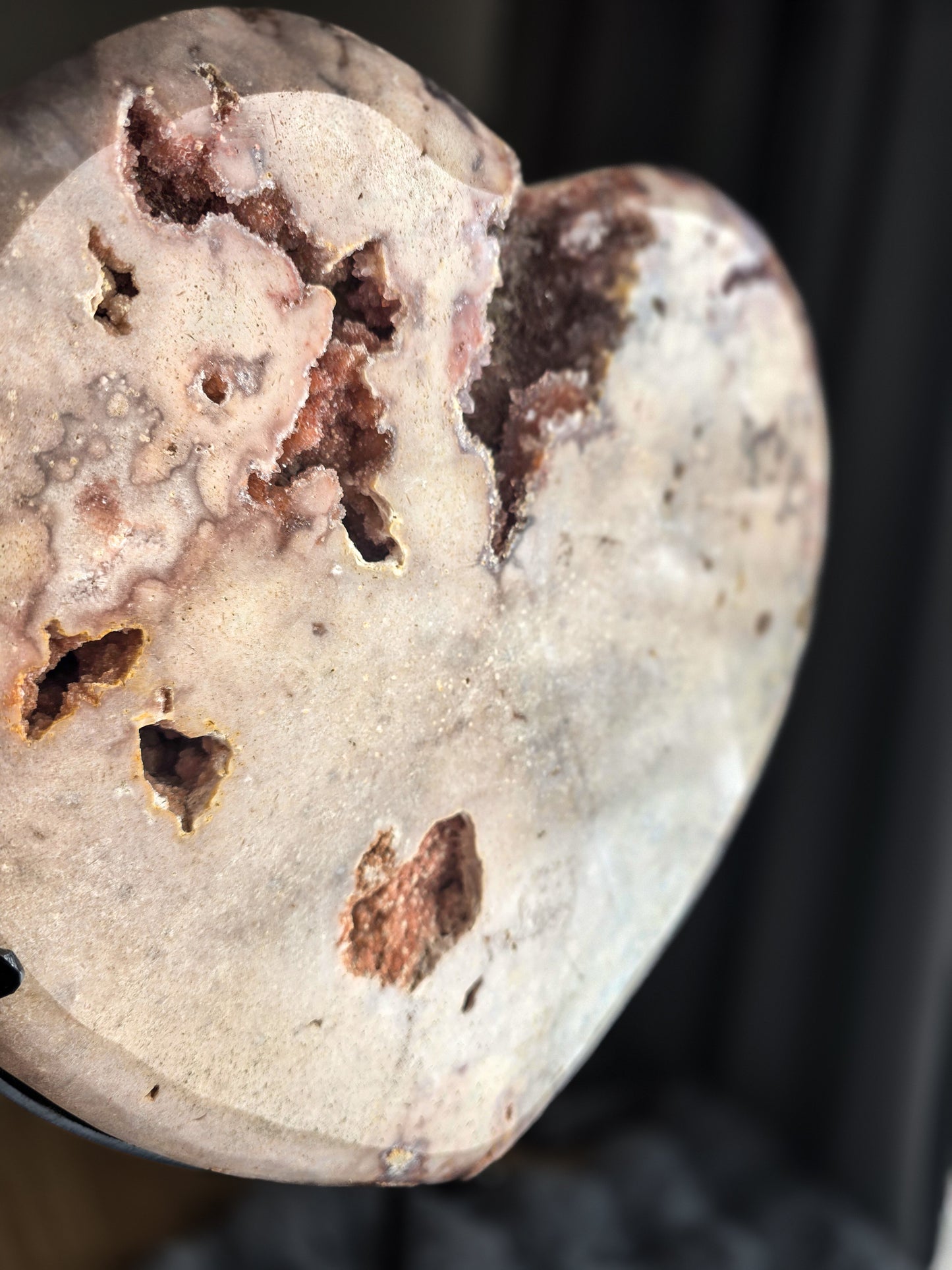High End Pink Amethyst Heart from Patagonia, Argentina 17.5 lbs on custom stand