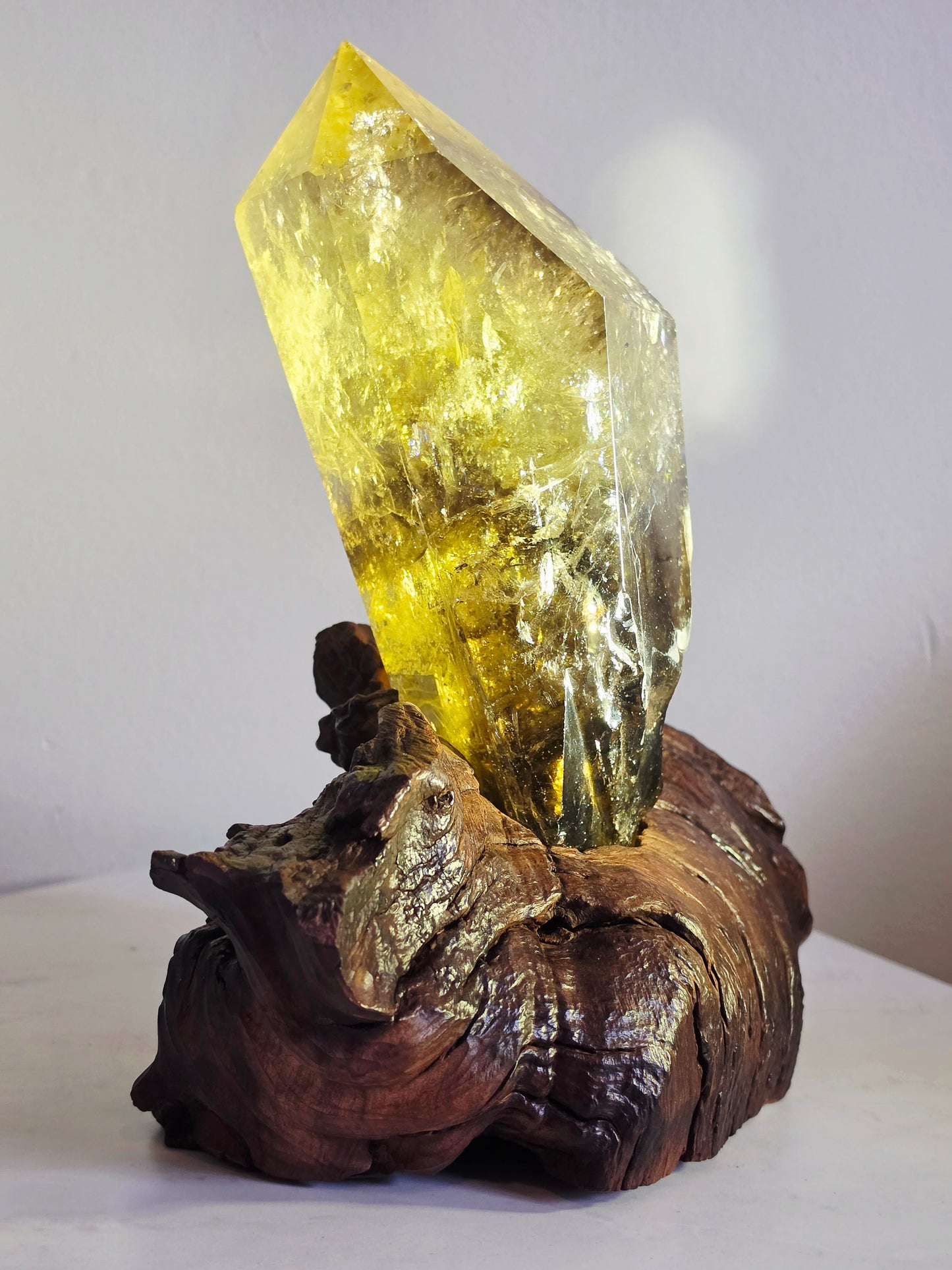 Citrine Crystal Quartz Raw Point with Wood Base 2kg