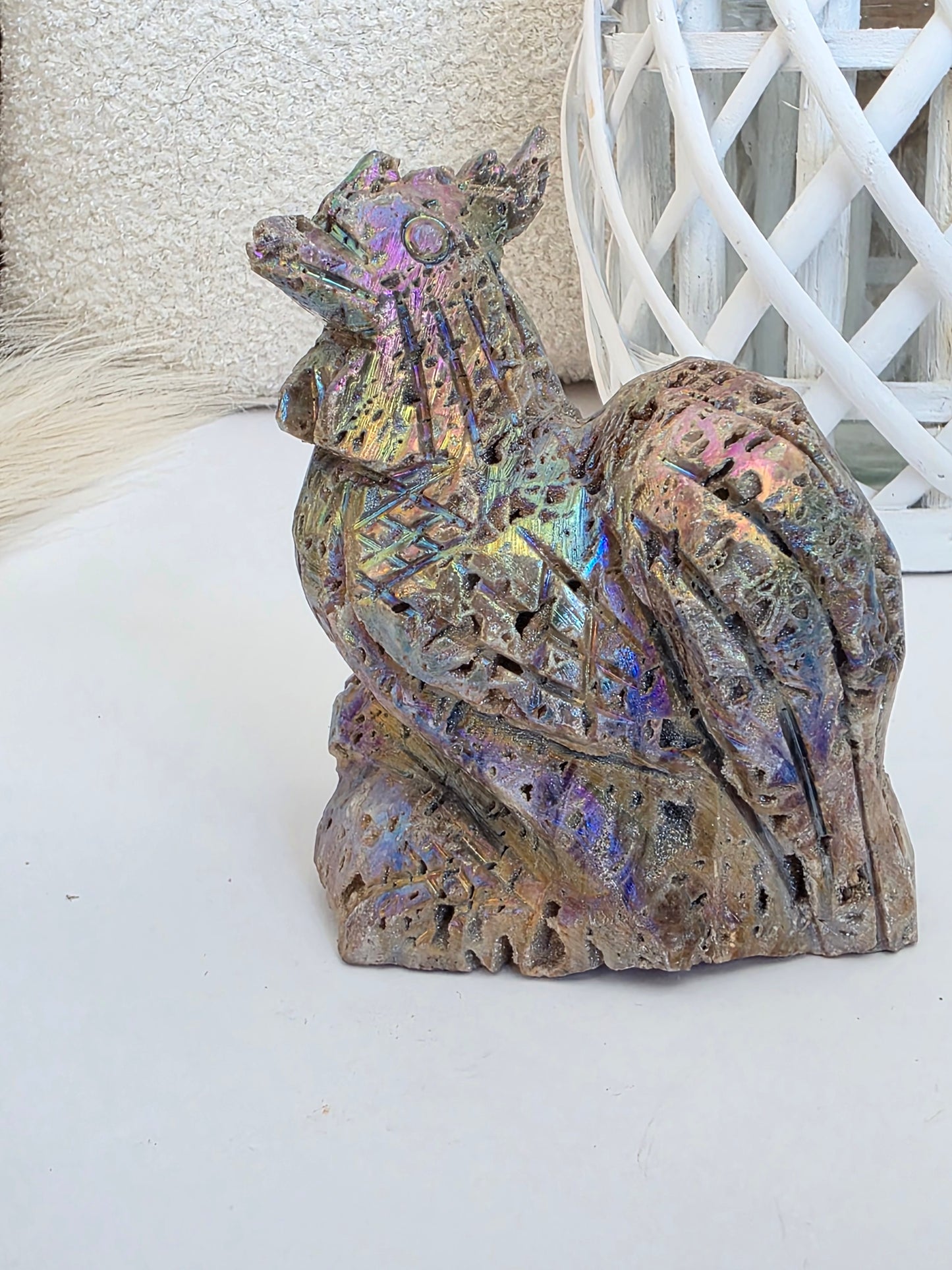 Aura Rooster Crystal Carving