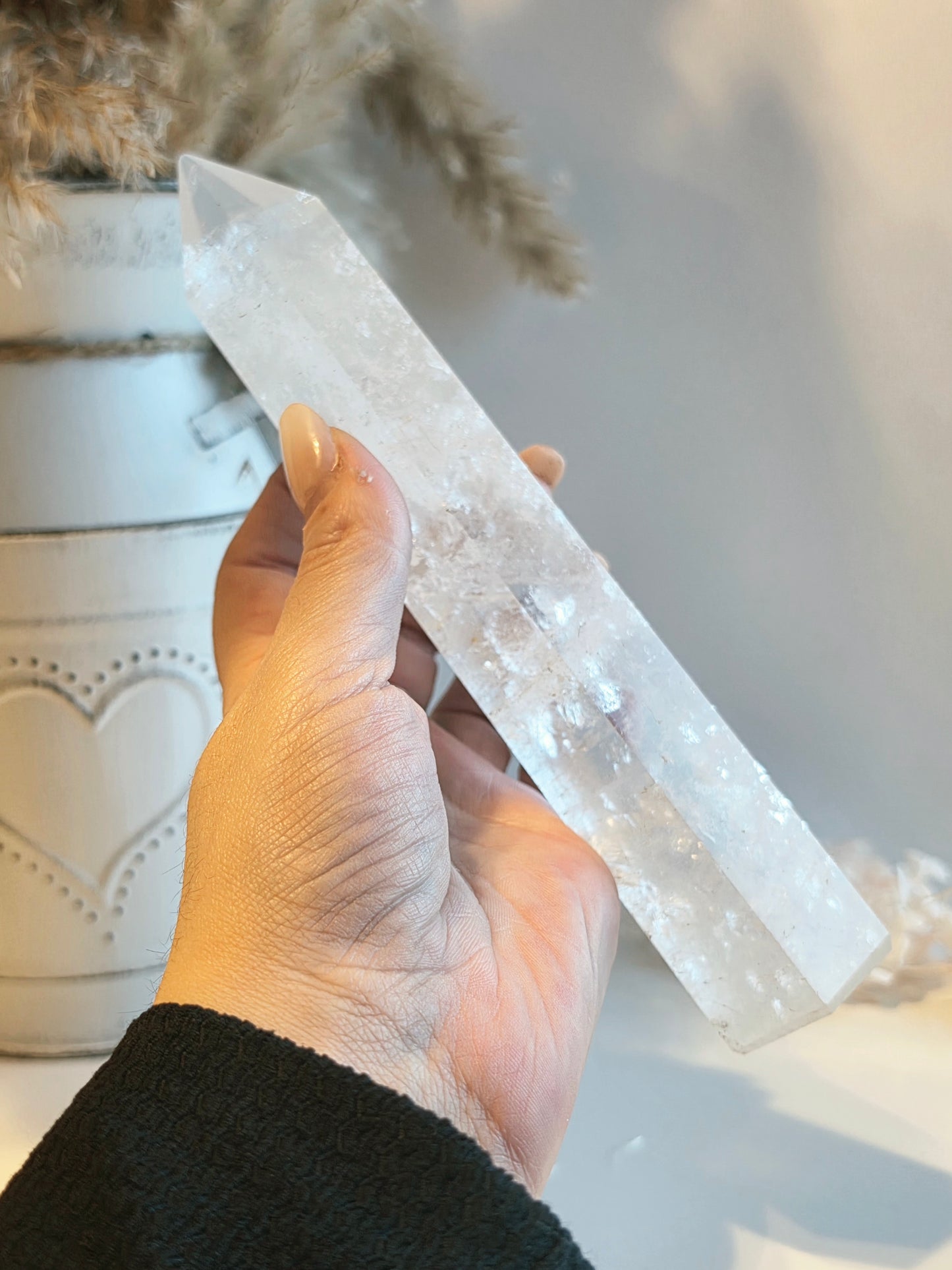 Clear Quartz Crystal Tower Rainbow Inclusions Medium Size