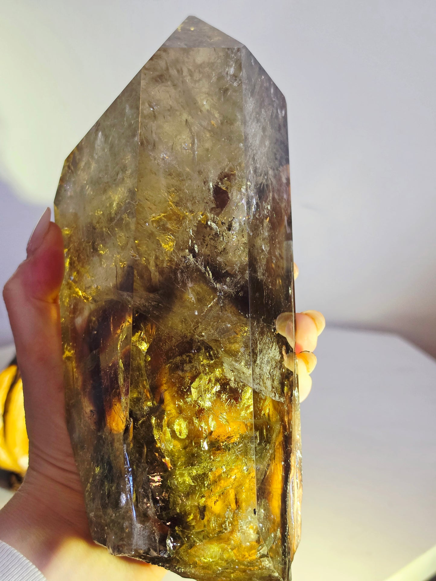 Citrine Crystal Quartz Raw Point with Wood Base 2kg
