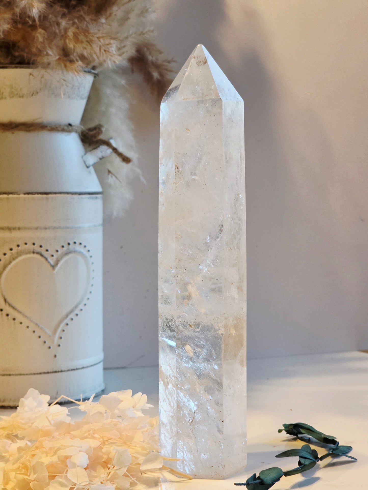 Clear Quartz Crystal Tower Rainbow Inclusions Medium Size