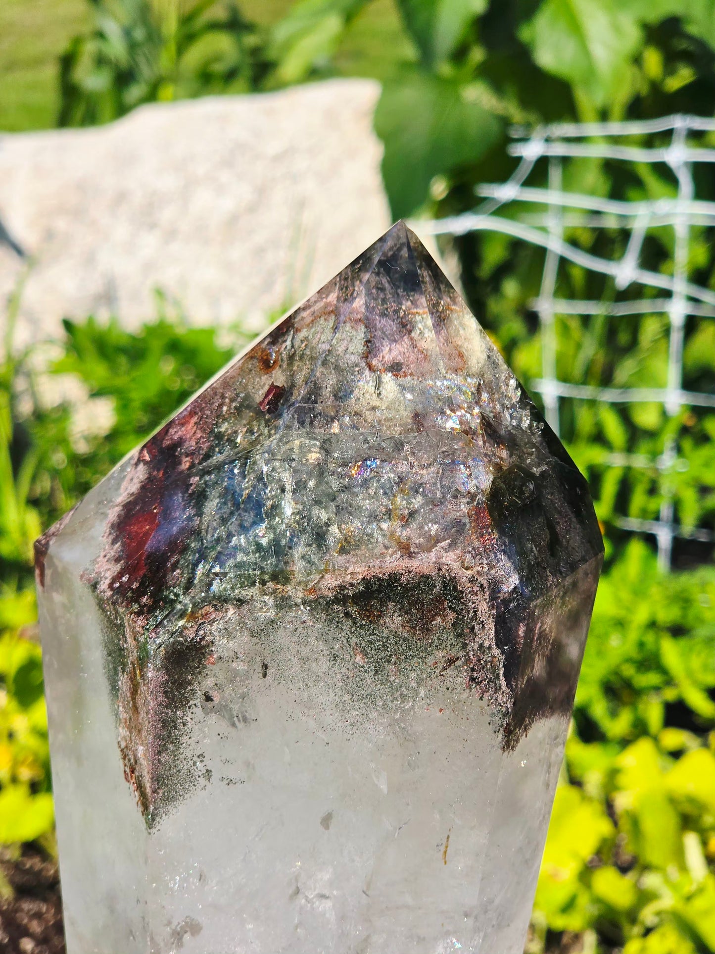 4.41 lbs Garden Quartz Crystal Point With Stand Collectors Minerals Statement Piece