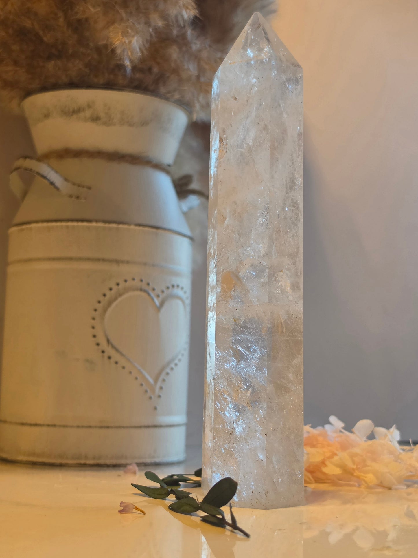 Clear Quartz Crystal Tower Rainbow Inclusions Medium Size