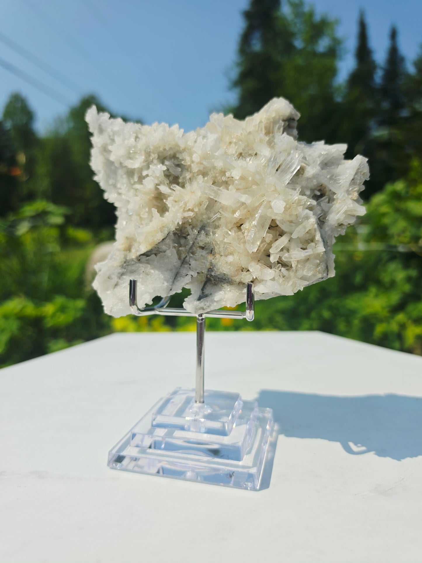 Clear Quartz Cluster 1.79lbs With Stand Crystal Raw Unpolished Natural Mineral