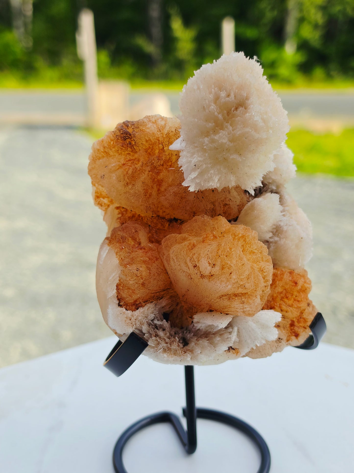 2.14lb Scolecite / Mordenite on Stilbite Specimens with Stand From India