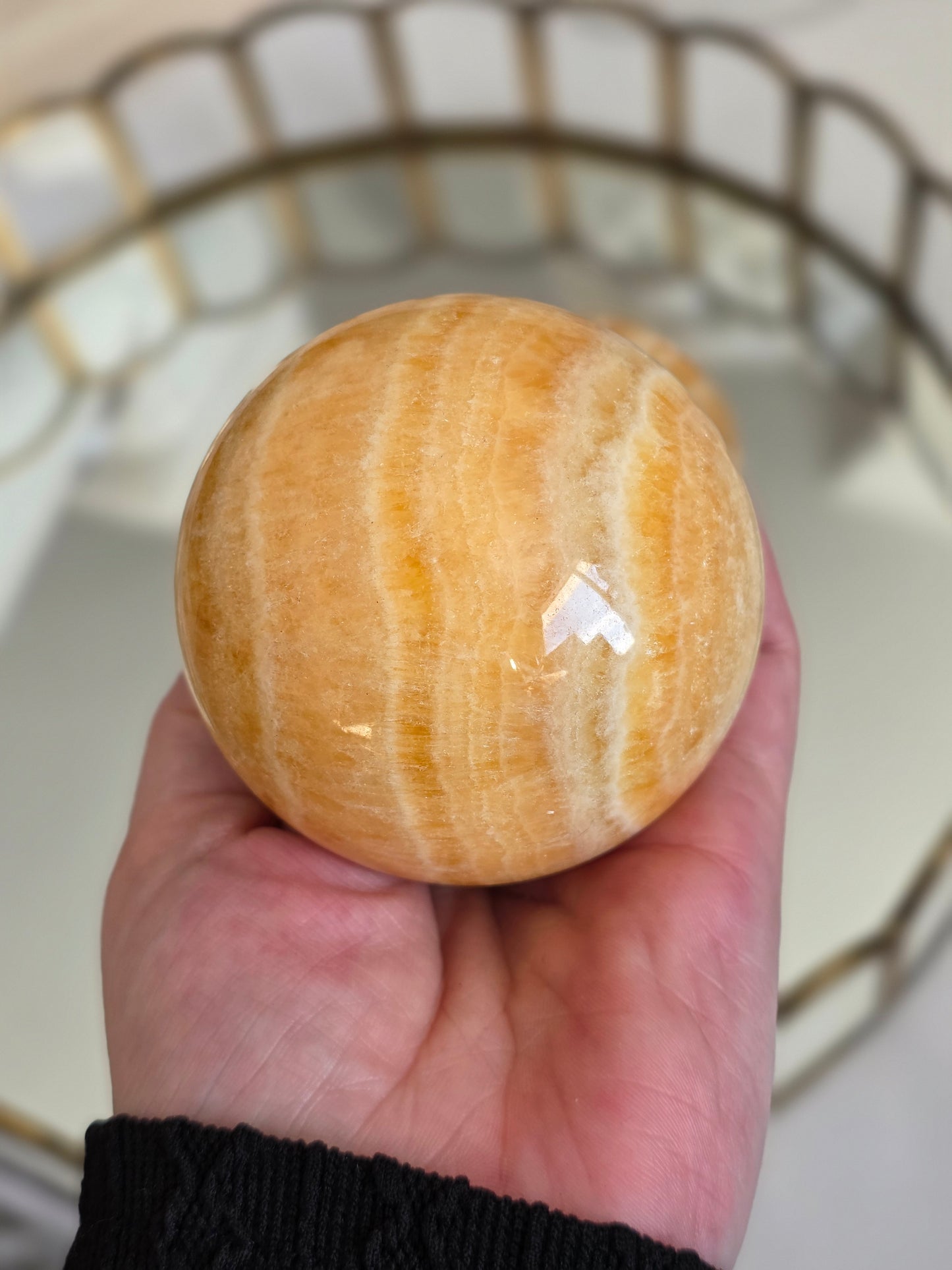 Orange Calcite sphere 1 lbs (1 sphere)