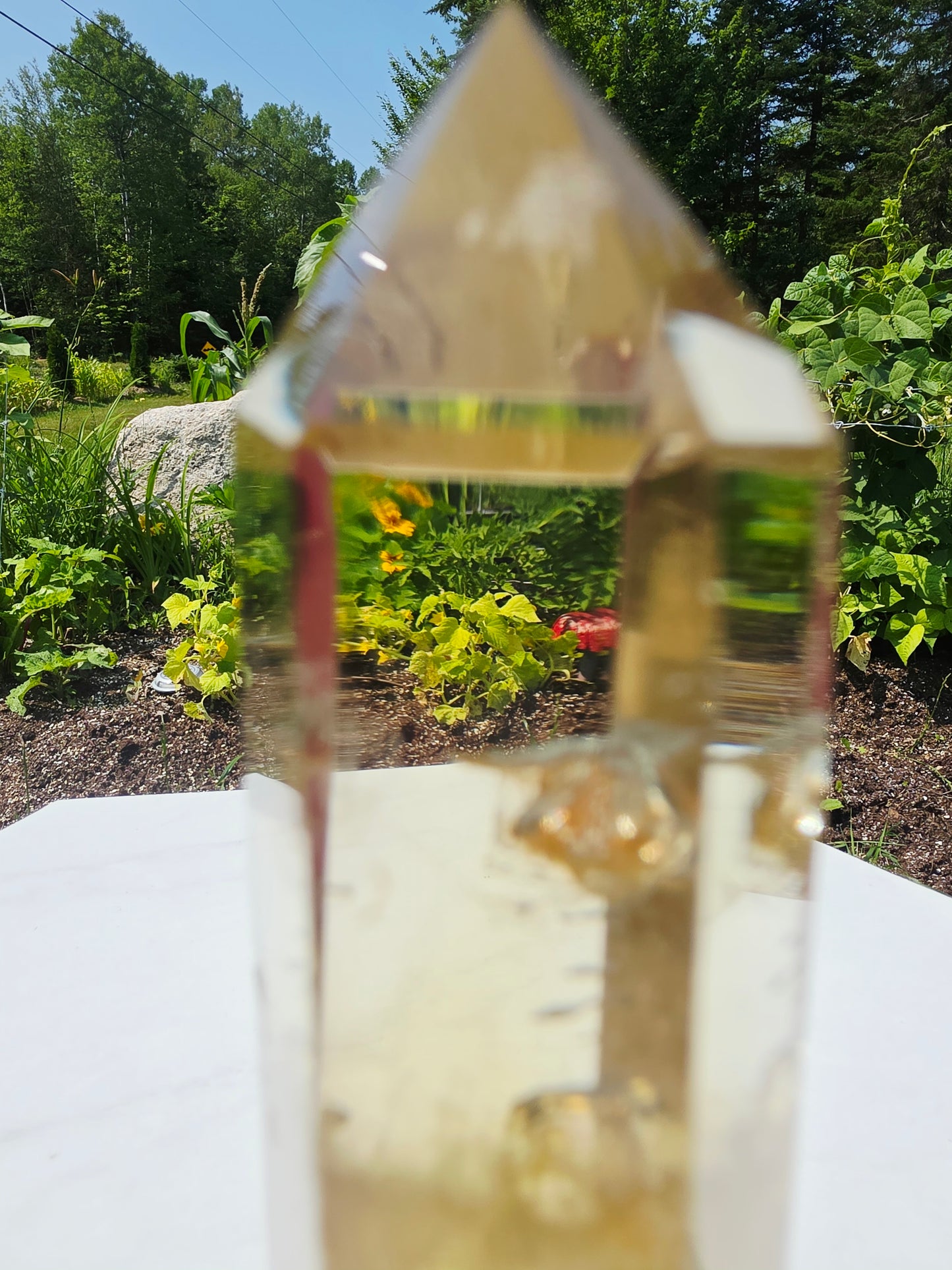 Natural Citrine Quartz Point On Stand 360grams High Quality Uncut Base