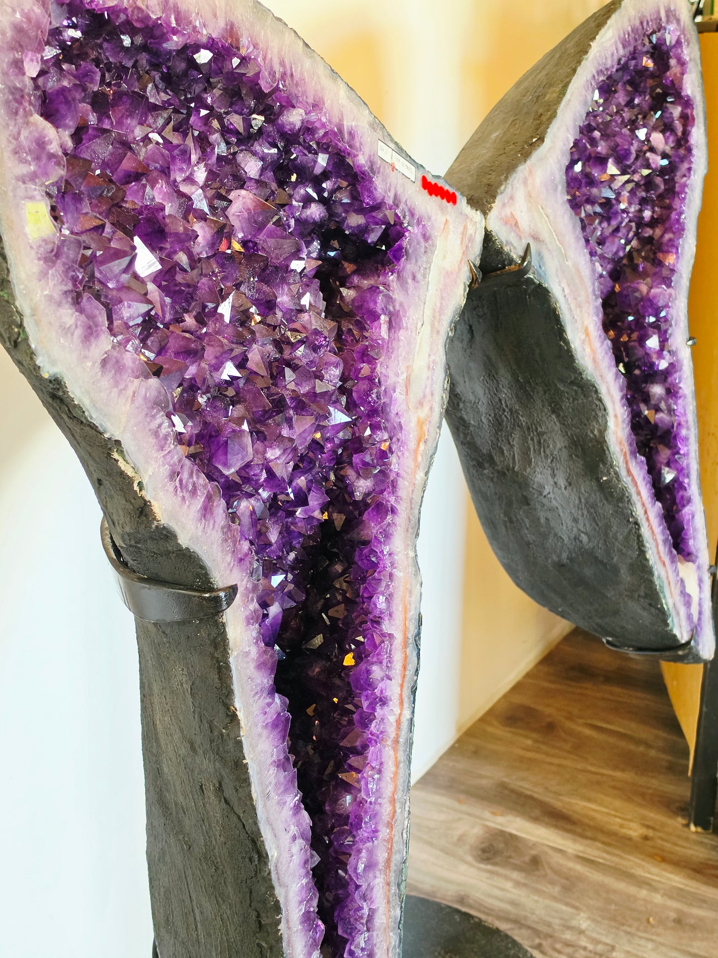 494 lbs Amethyst Wings from Brazil with Heavy Duty Custom - One of a Kind- Giant Statement Piece - Deep Purple with Calcite