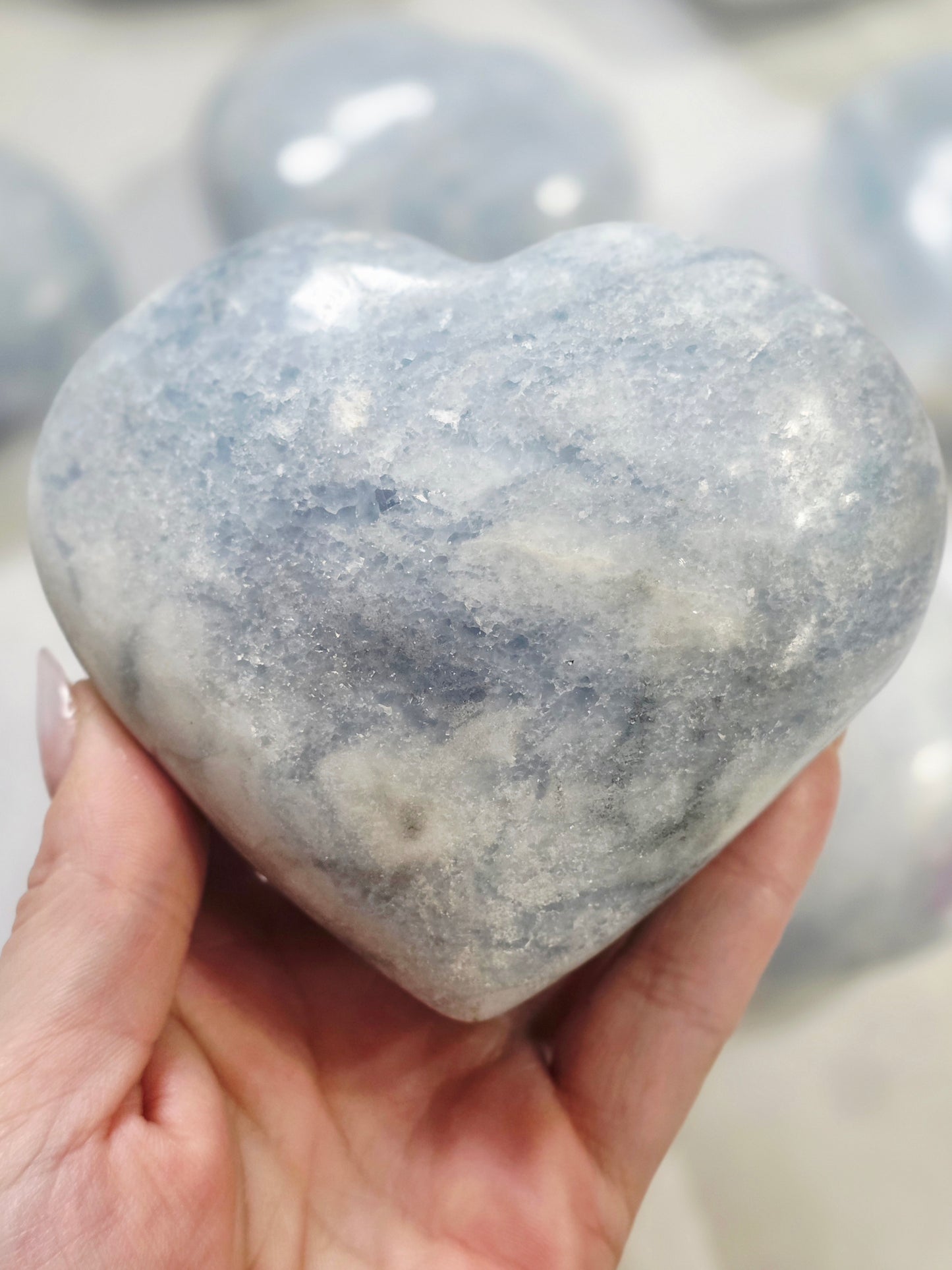 Celestine Heart Carving 1kg - Wholesale Crystal Bulk