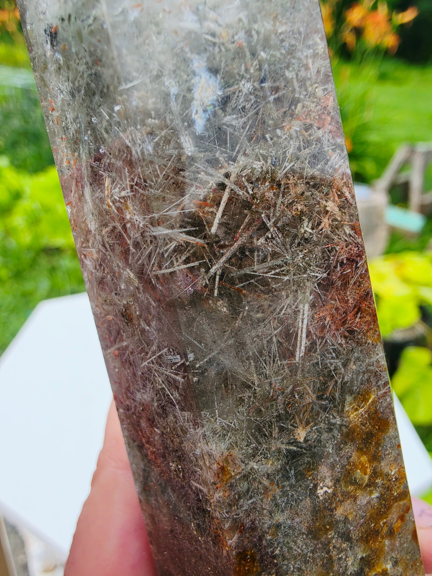 Rutile Garden Quartz Crystal Point Mineral Raw Uncut Base