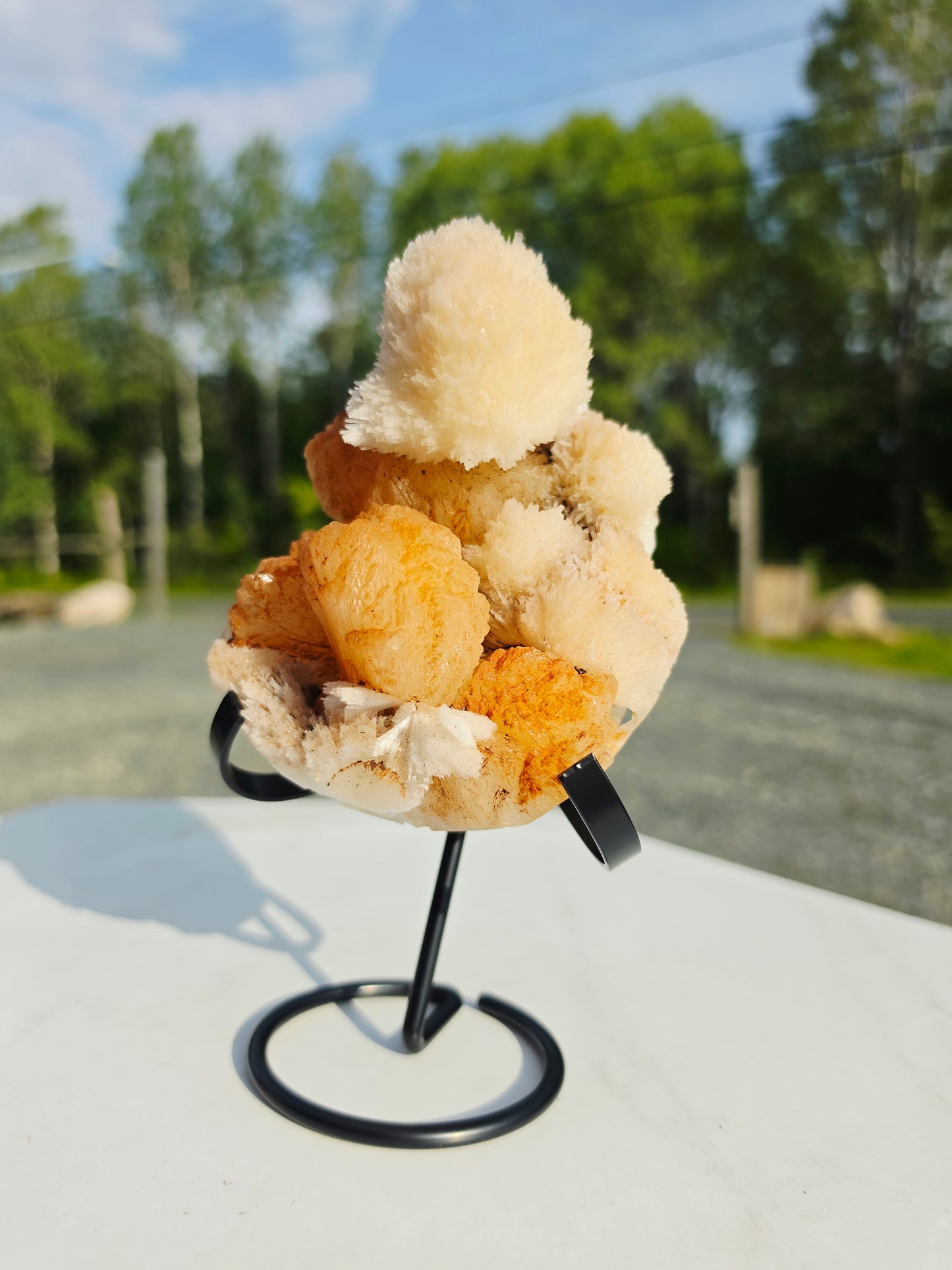 2.14lb Scolecite / Mordenite on Stilbite Specimens with Stand From India