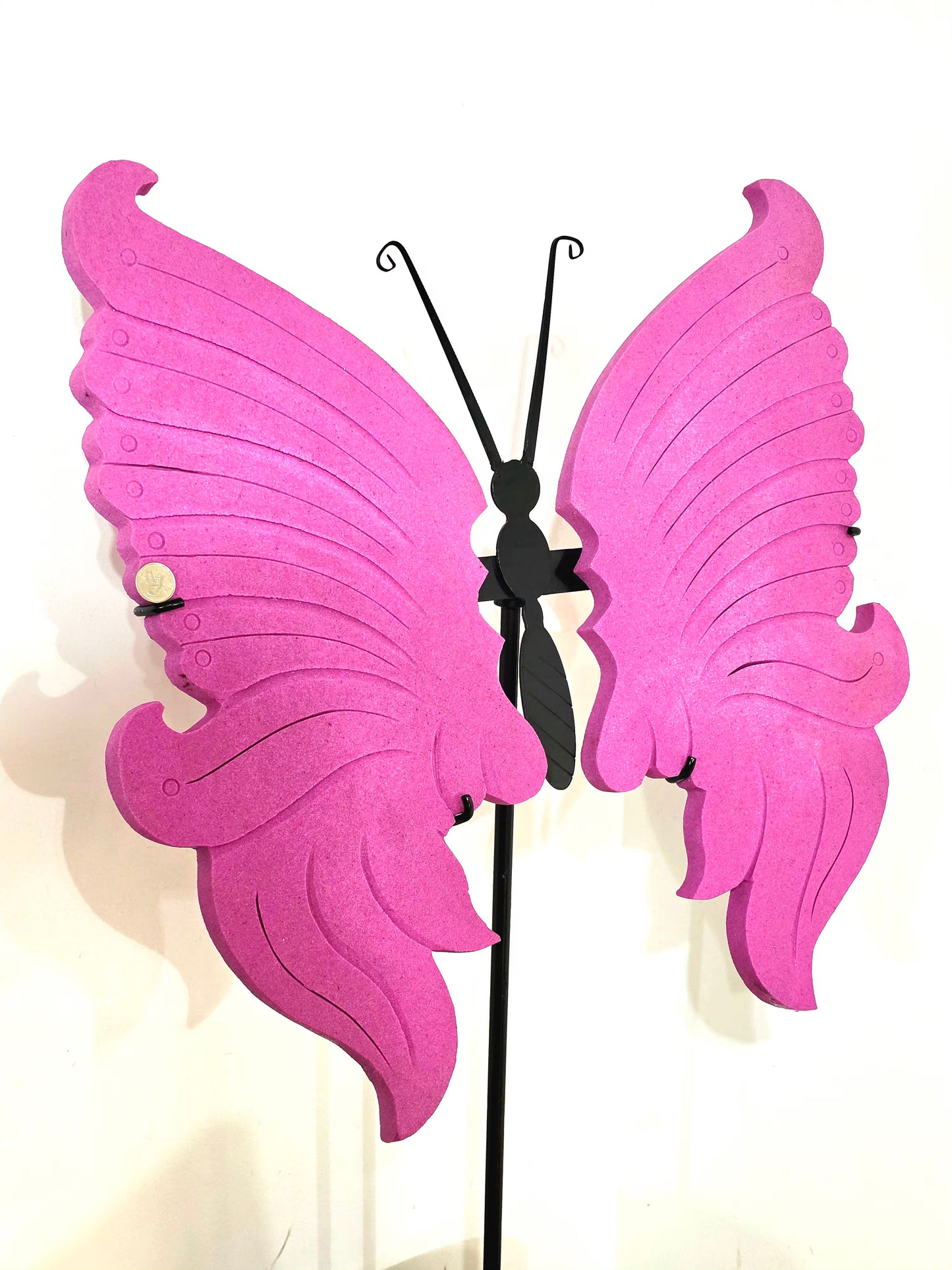 3.35ft tall x 2.16ft wide Honeycomb Ruby on Butterfly Wing Stand Hand-Made - UV Reactive