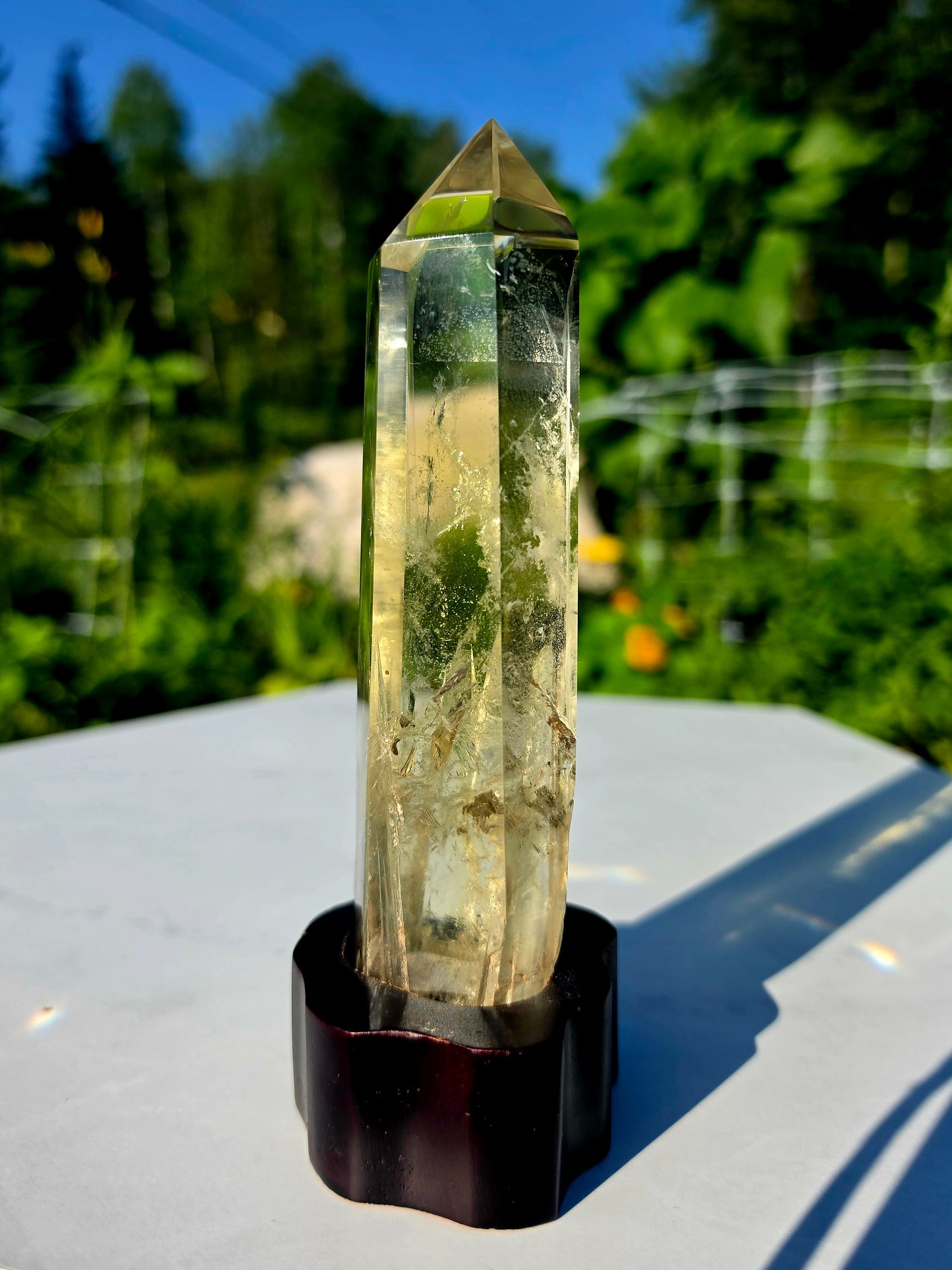 0.44kg Citrine Crystal Quartz Point Mineral With Stand High Grade 16.5cm tall