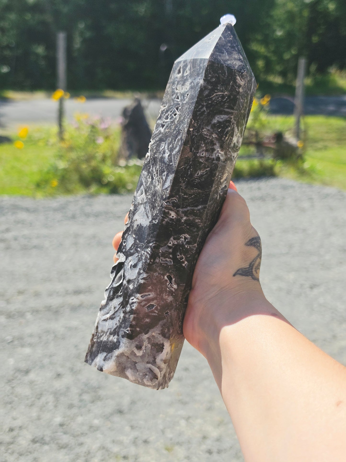 2.98 lb Black Sphalerite Tower with Druzy