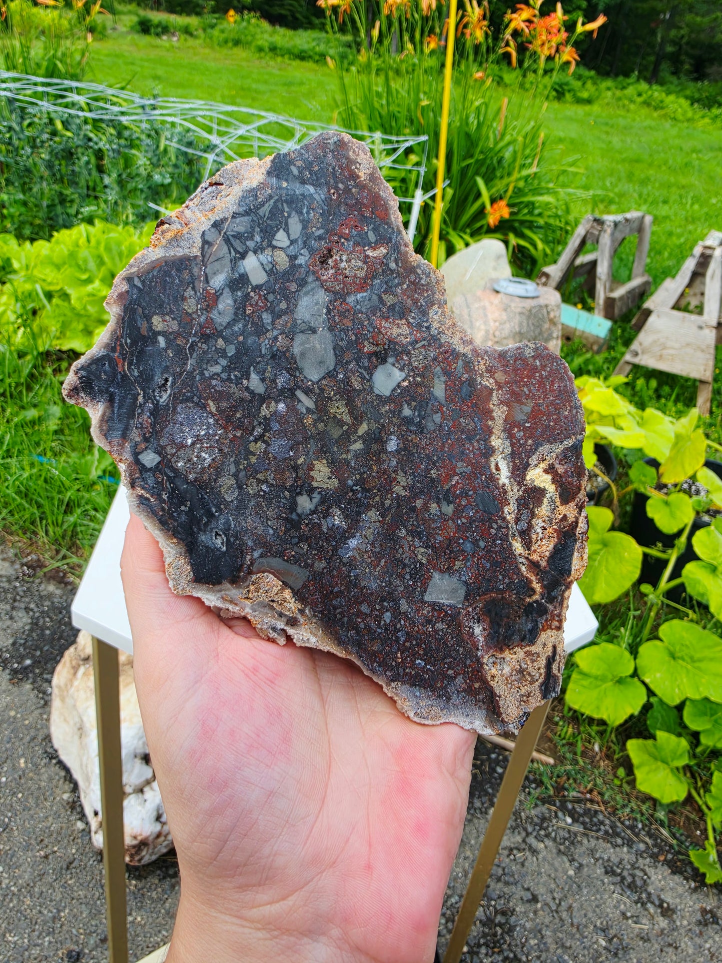 Garnet On Matrix with Pyrite and Druzy Mineral Speciment With Stand