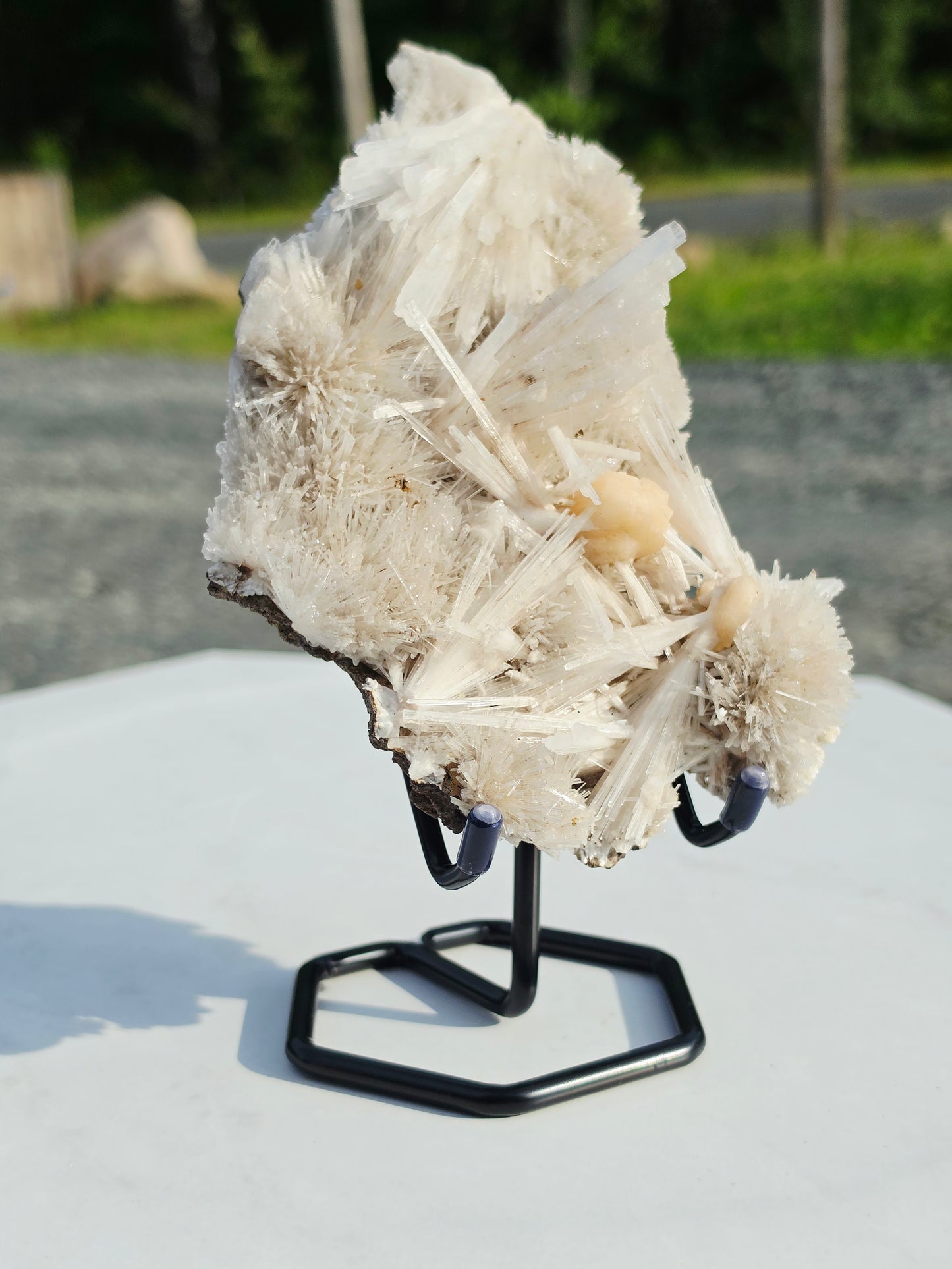 0.92 lb Scolecite Cluster on a Stilbite matrix with Stand From India