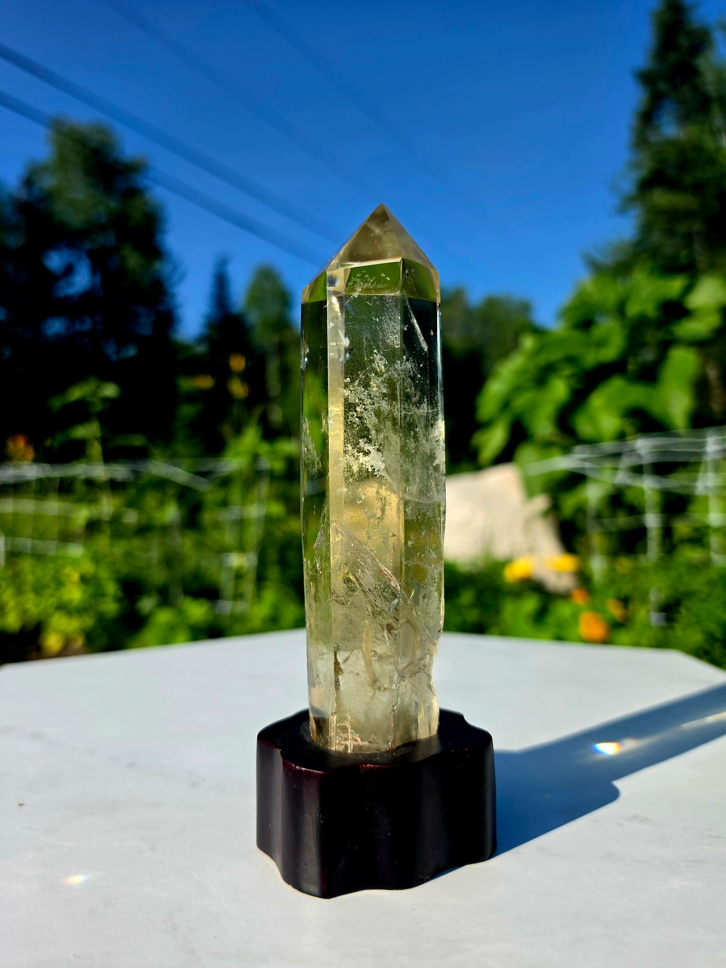 0.44kg Citrine Crystal Quartz Point Mineral With Stand High Grade 16.5cm tall
