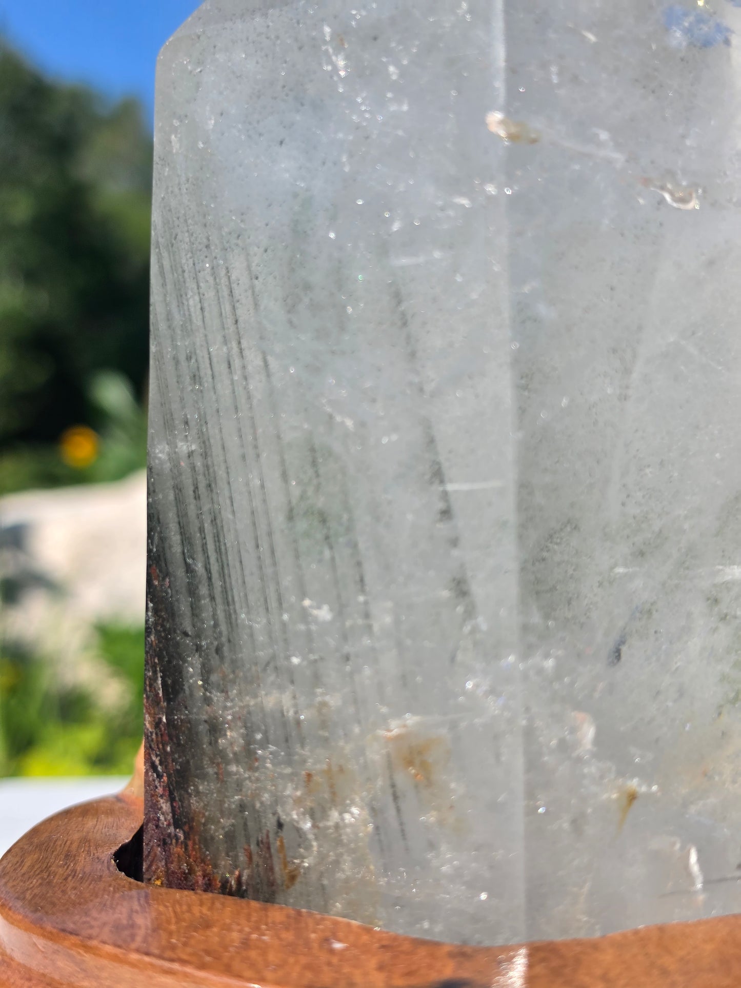 2.2 lbs Garden Quartz Double Top Point Crystal Mineral With Stand  9×17.5 cm