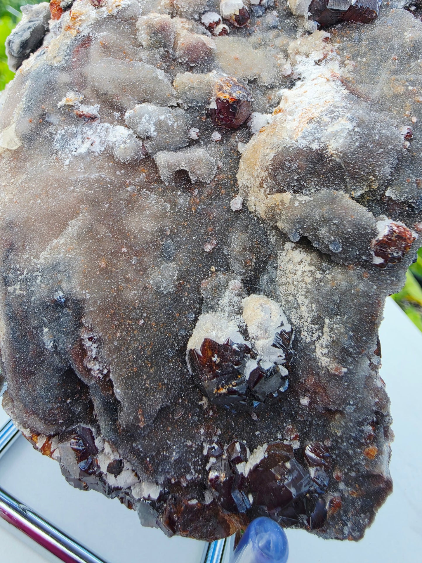 Garnet On Matrix with Pyrite and Druzy Mineral Speciment With Stand
