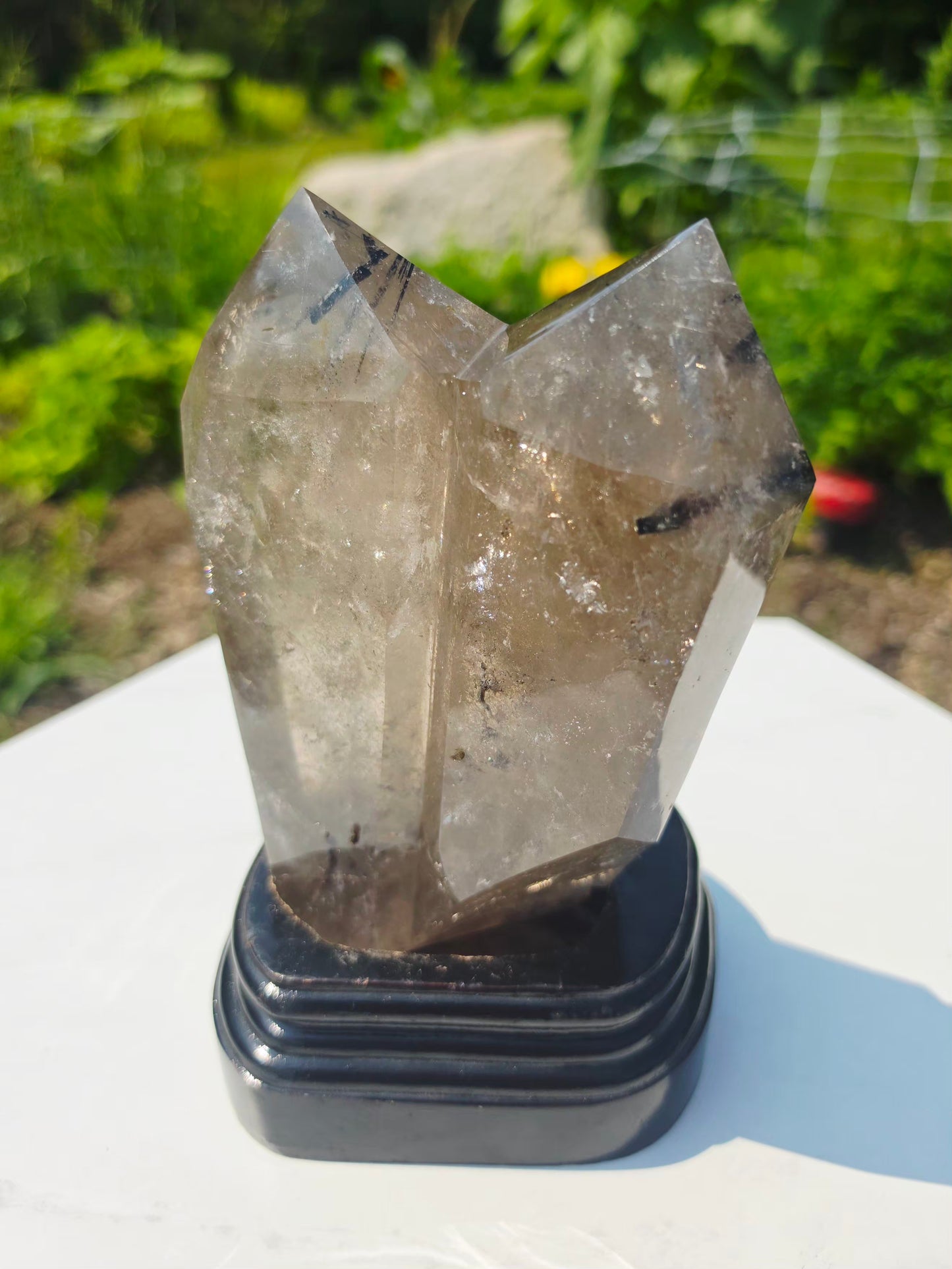 Double Points Quartz Crystal Black Tourmaline Rutile 2.20lbs Mineral