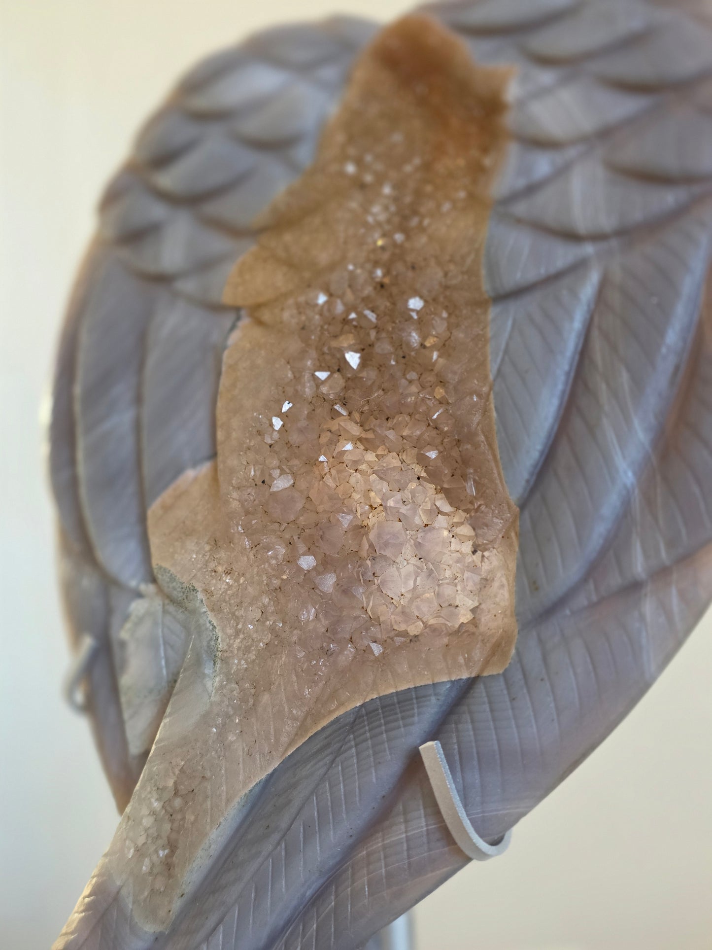 Tall & big Agate Wings Carving High-quality on Stand