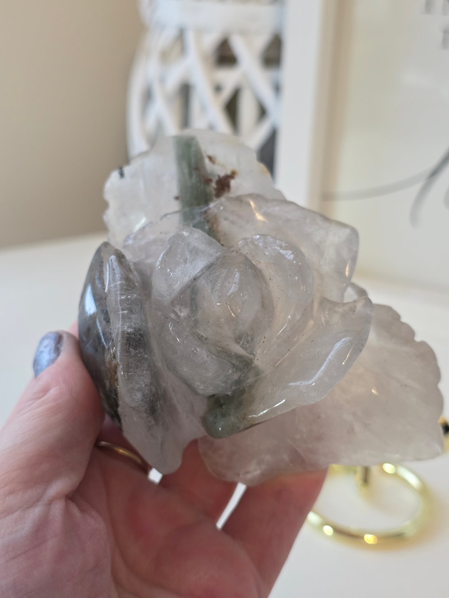 Quartz Flower Carving 1kg Mix Smokey/ Garden / Golden Healer/ Clear