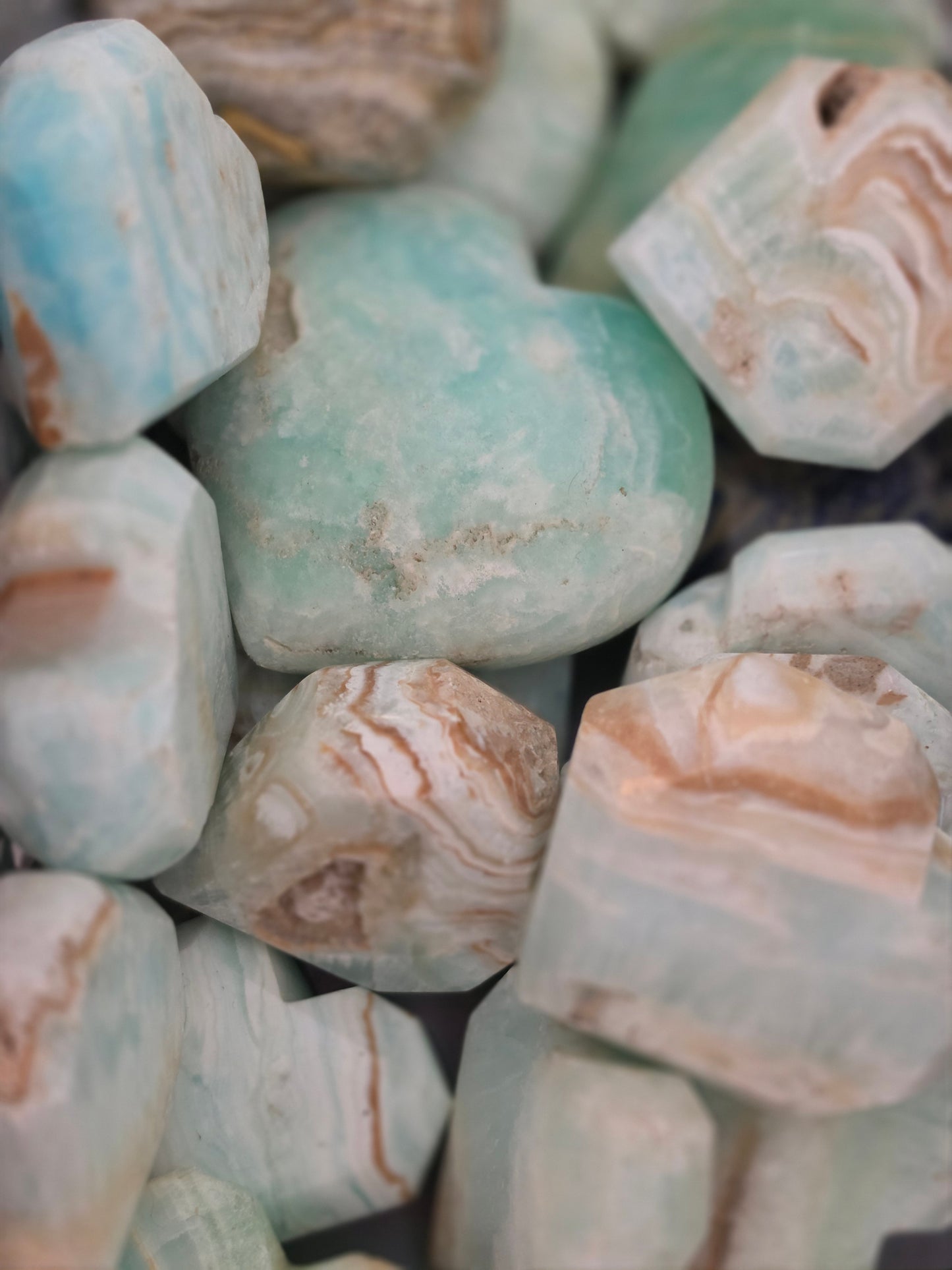 Caribbean Calcite Heart Carving From Pakistan 8 random Heart Wholesale