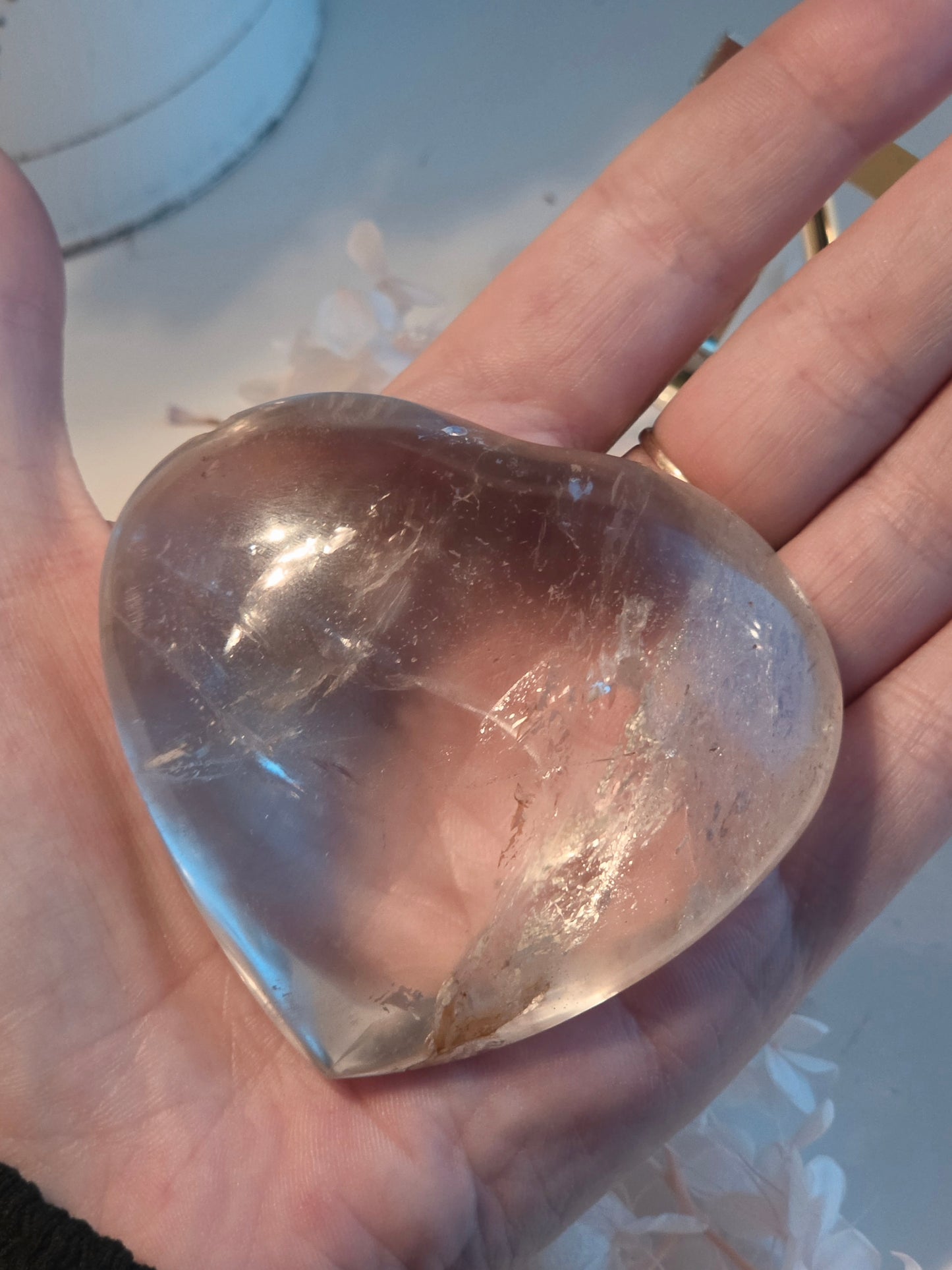Clear Quartz Heart Carving Medium Size