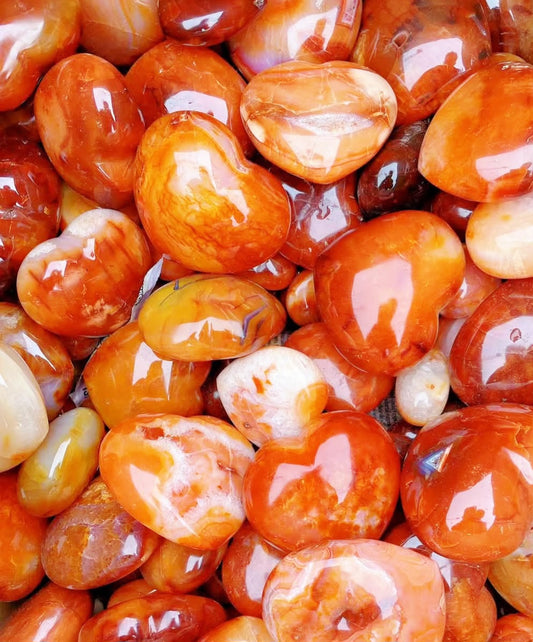 Carnelian Heart Carving 4-5cm 1kg 3-4 pieces