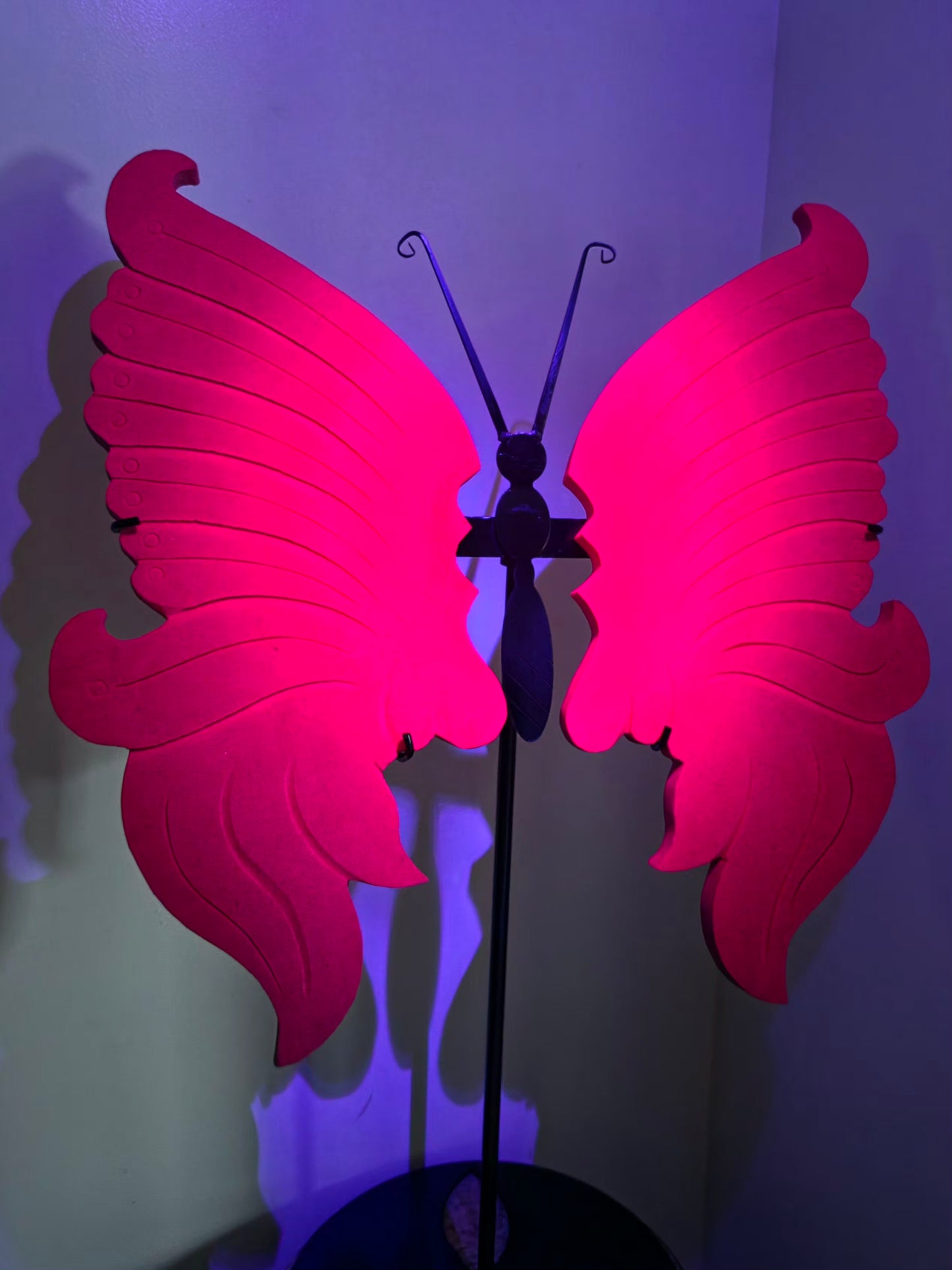 3.35ft tall x 2.16ft wide Honeycomb Ruby on Butterfly Wing Stand Hand-Made - UV Reactive