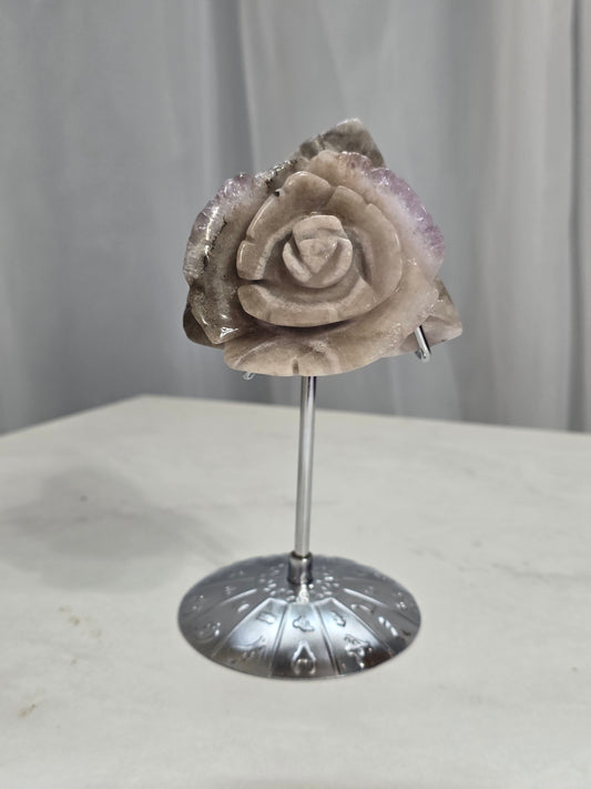 Flower Agate Carving on Stand