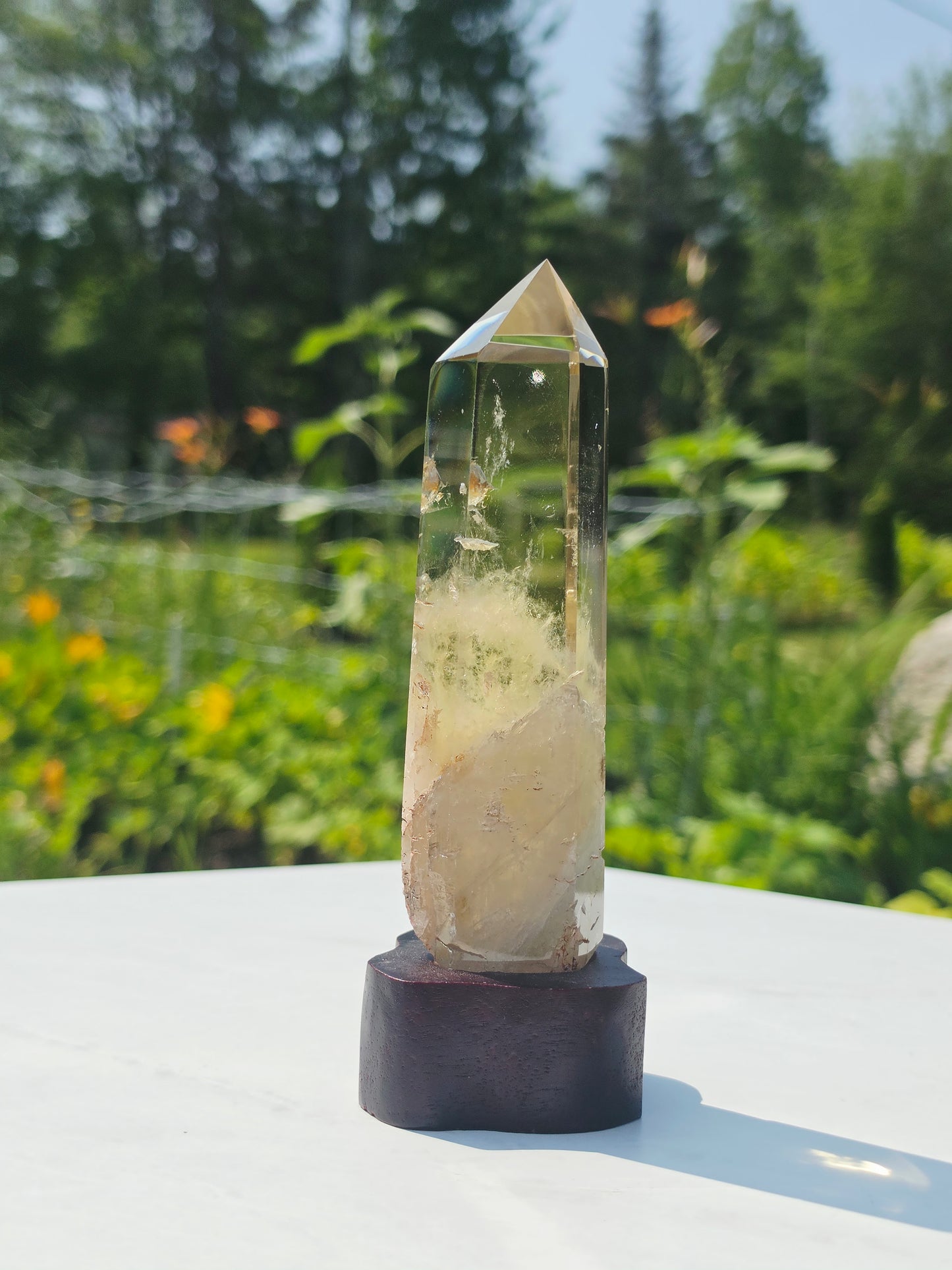 Natural Citrine Quartz Point On Stand 360grams High Quality Uncut Base