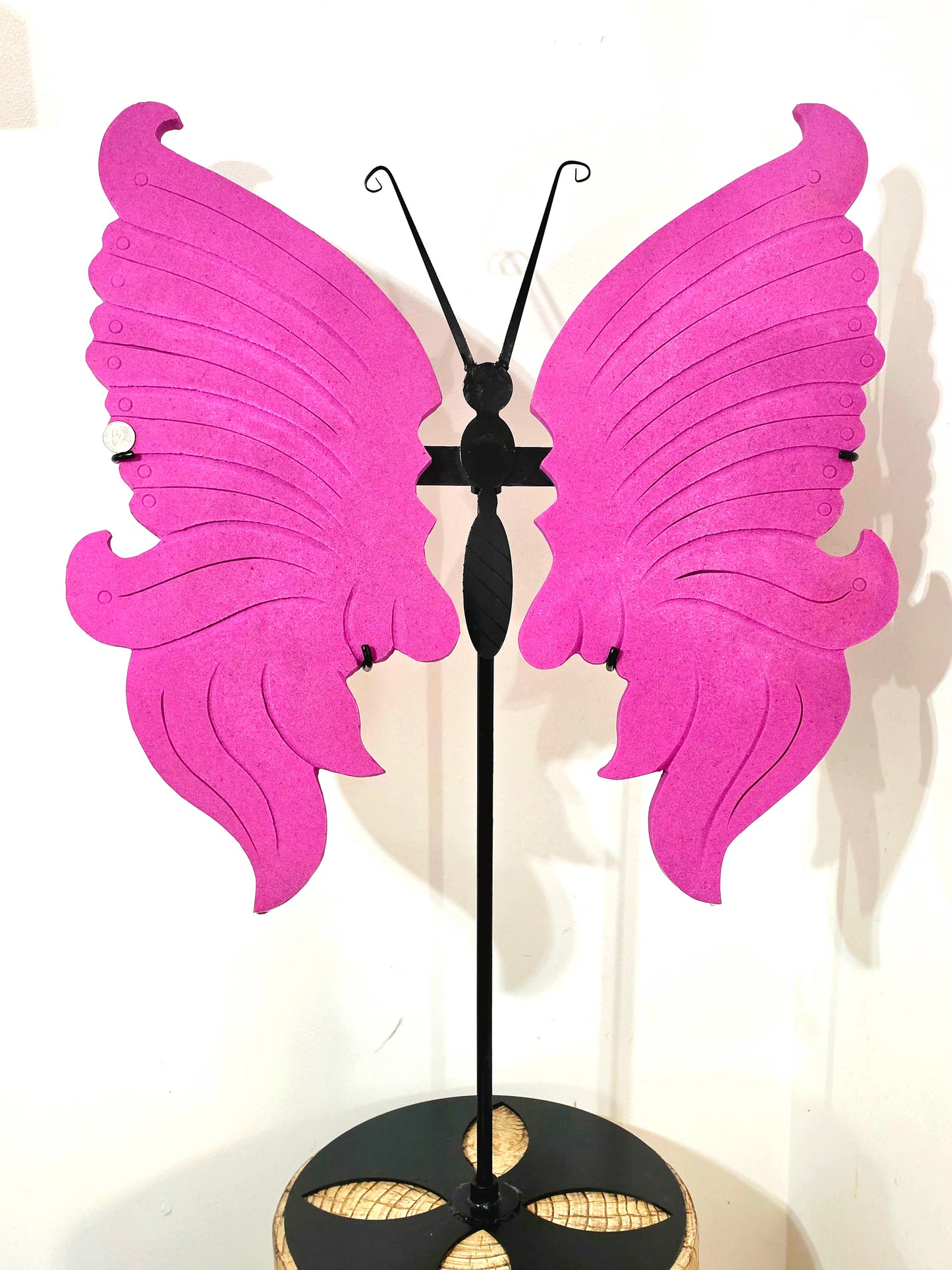 3.35ft tall x 2.16ft wide Honeycomb Ruby on Butterfly Wing Stand Hand-Made - UV Reactive
