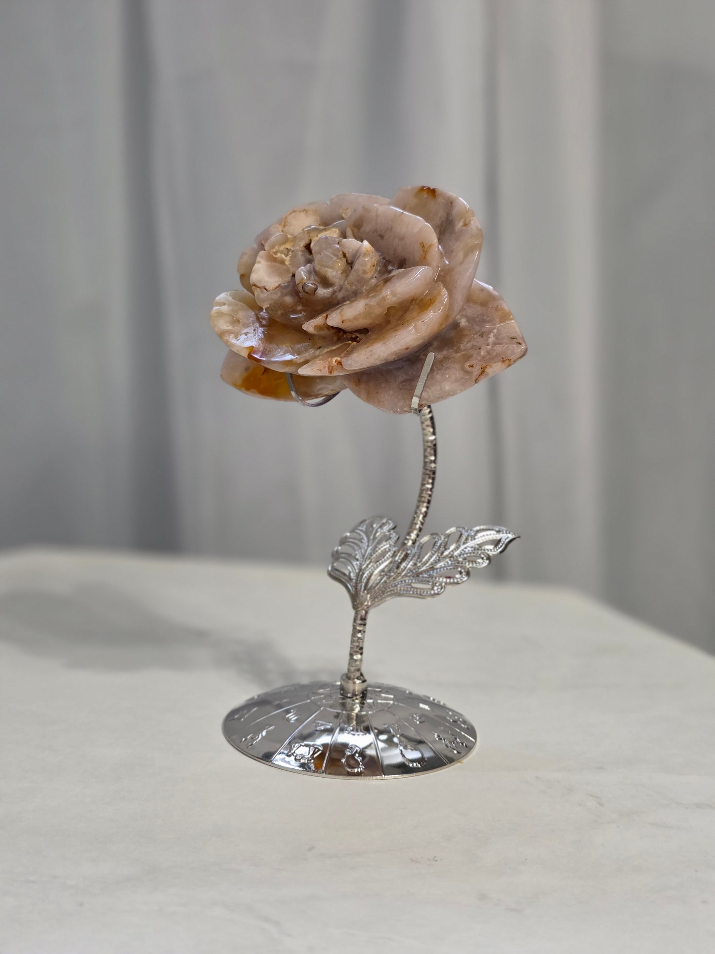 Flower Agate Carving on stand