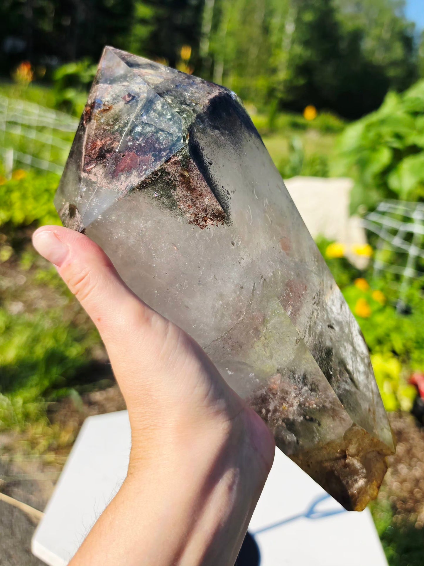 4.41 lbs Garden Quartz Crystal Point With Stand Collectors Minerals Statement Piece