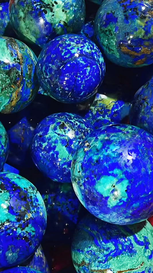Azurite Sphere 6 to 8cm 1kg - Premium Grade Bulk - 3 to 5 pieces