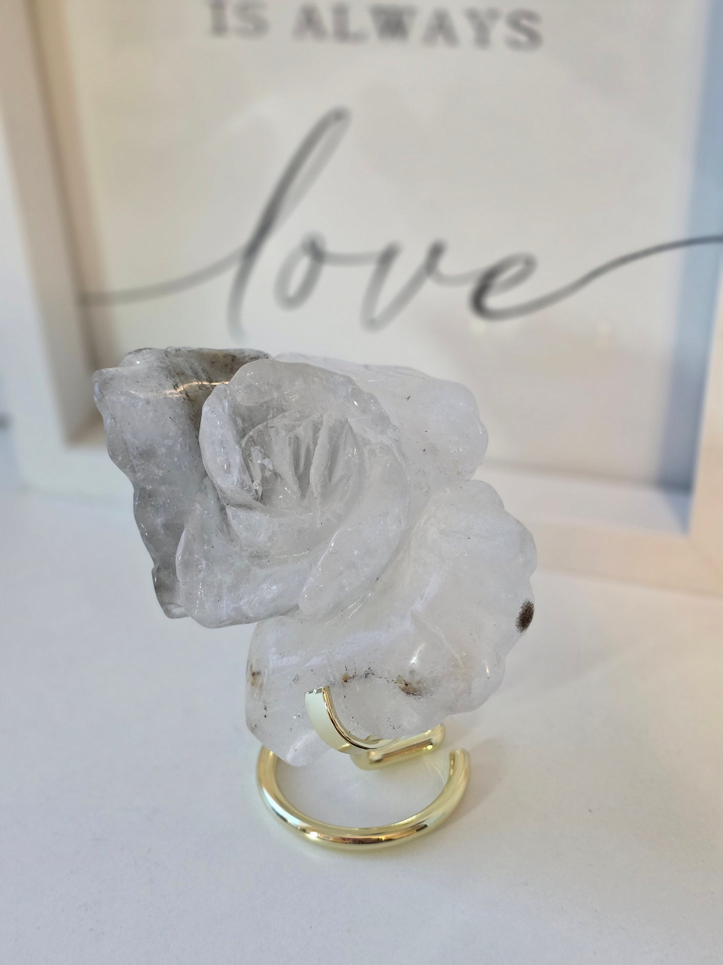 Garden Quartz Crystal Flower Carving on Stand