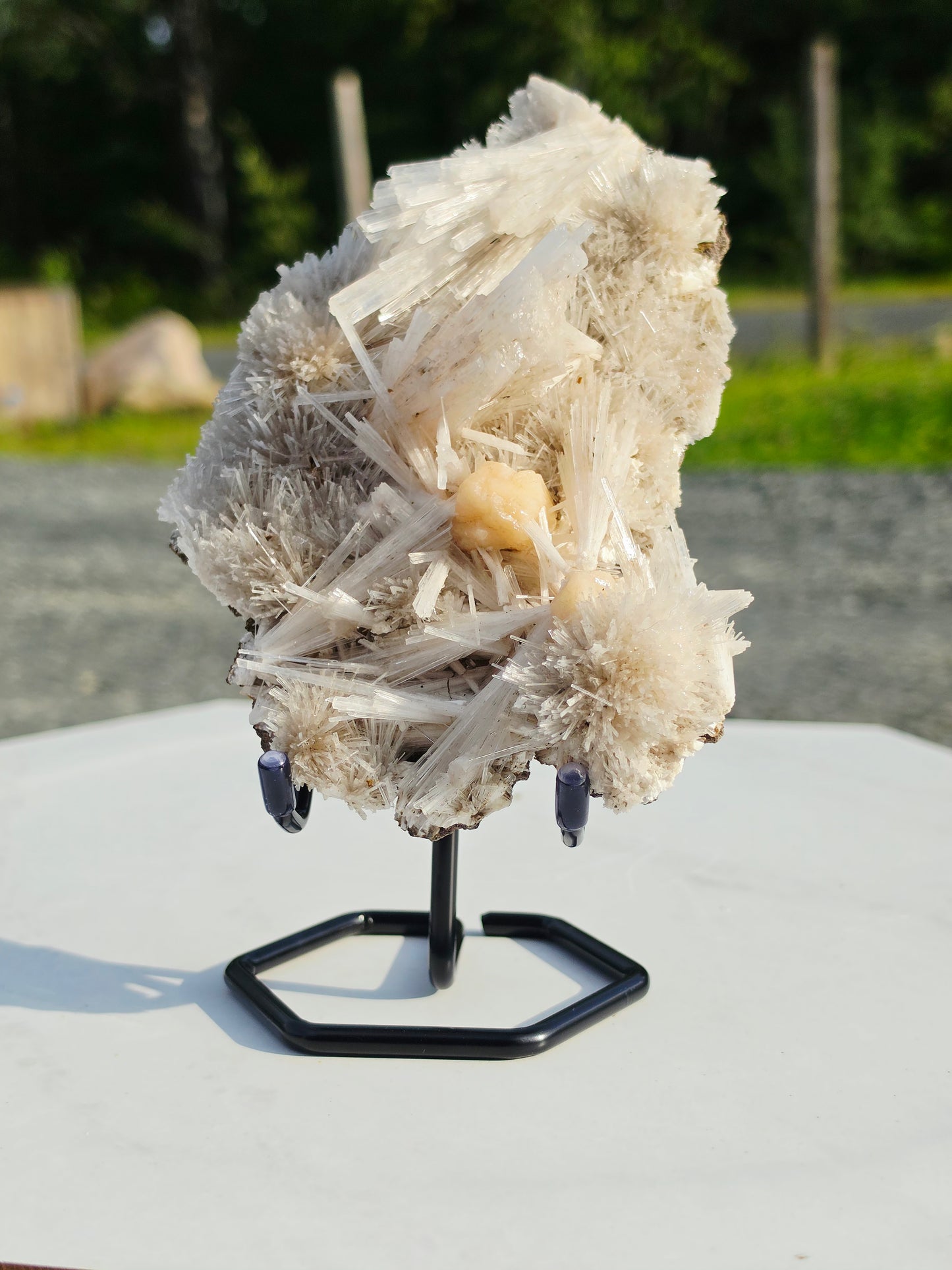 0.92 lb Scolecite Cluster on a Stilbite matrix with Stand From India