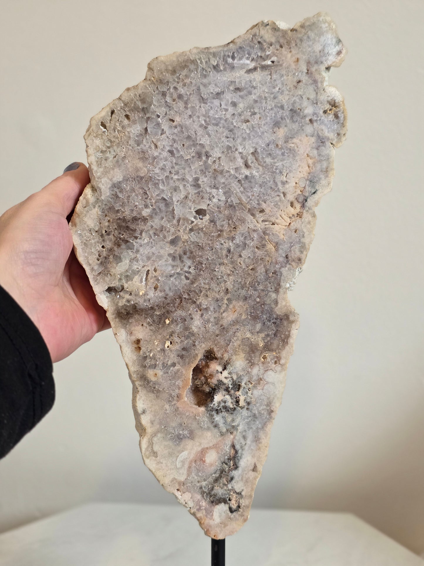 Pink Amethyst Druzy Slice 4.08lbs on Stand - Crystal Free-form Polished