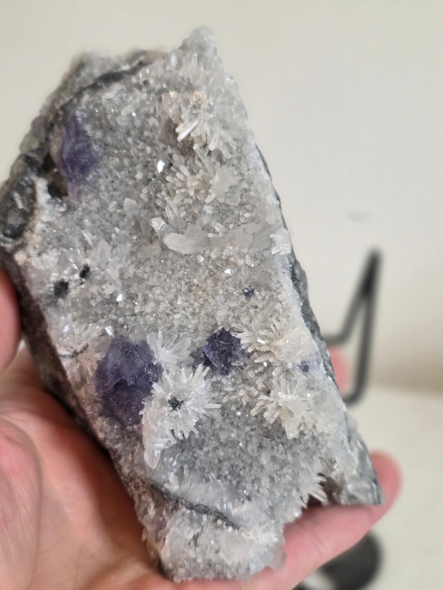 Fluorite Calcite on Quartz Matrix with Stand