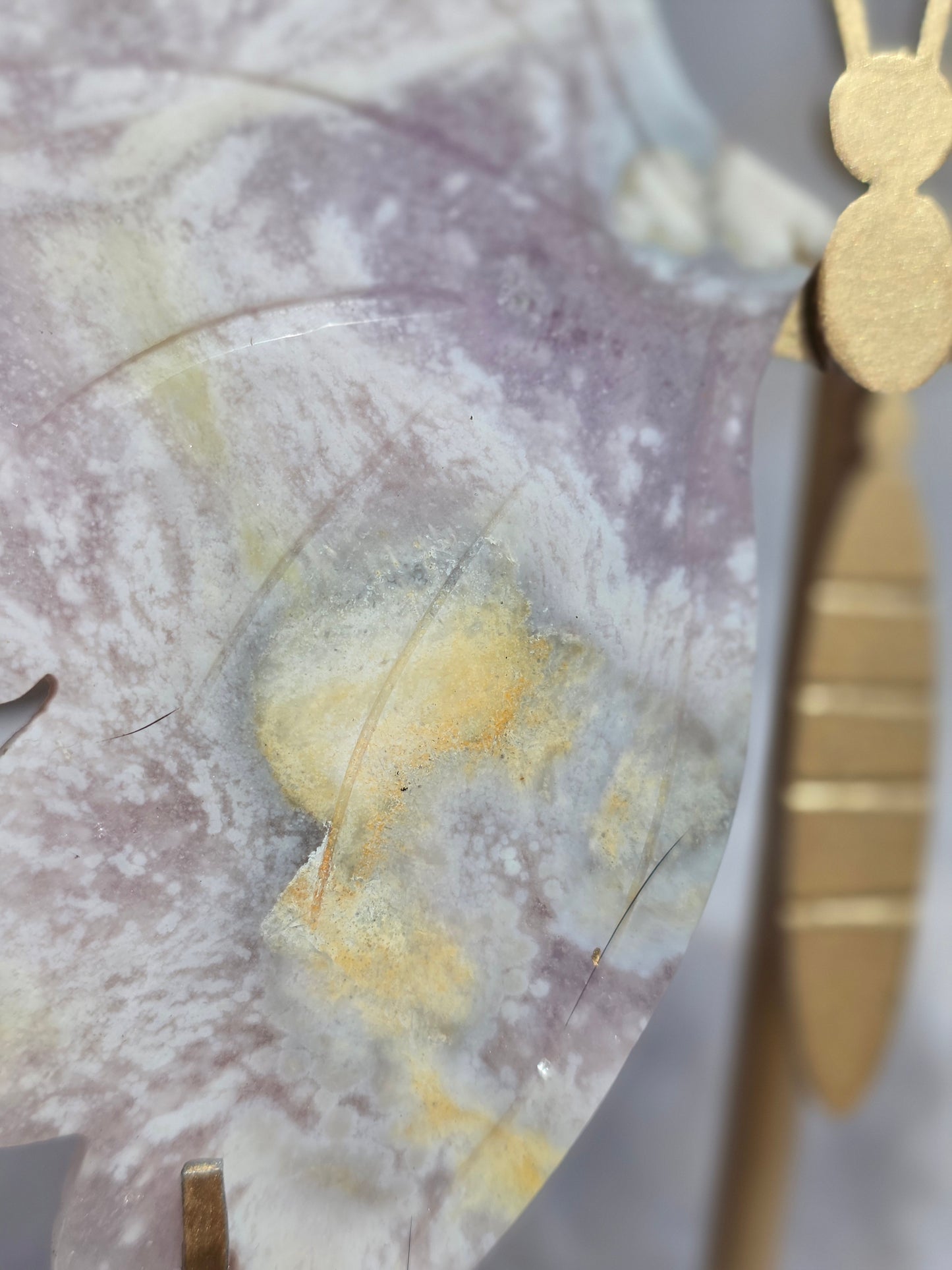 Cherry Agate Large Butterfly Crystal Wings on Gold Stand