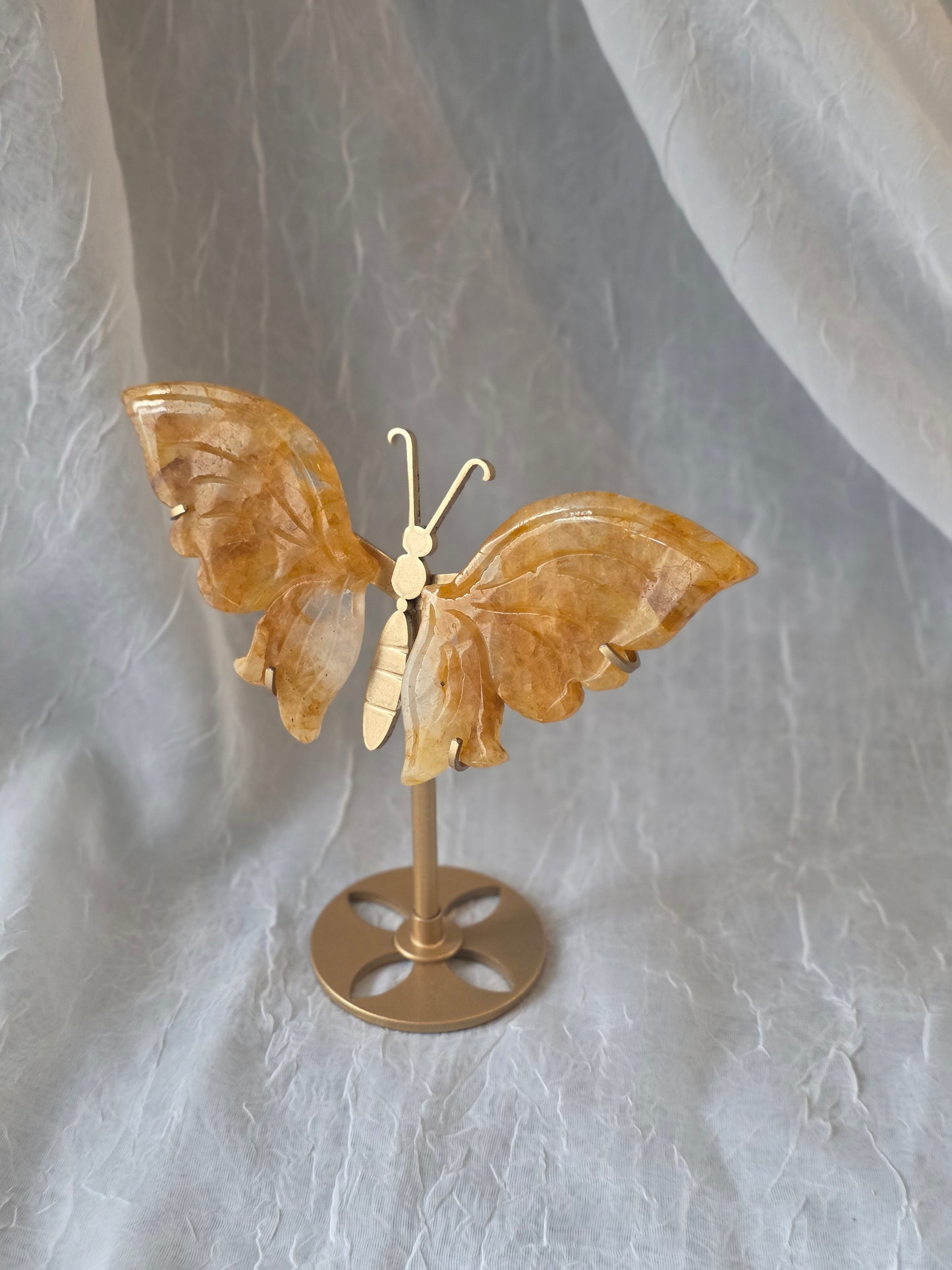 Golden Healer Quartz Crystal Wing on Stand 23cm High